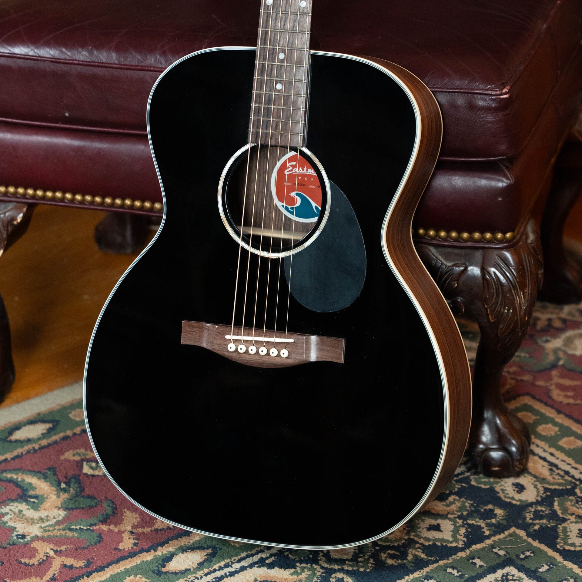 Eastman PCH2-OM-BK Solid Thermo-Cured Sitka/Laminated Rosewood Orchestra Model Gloss Black Top Acoustic Guitar #1078