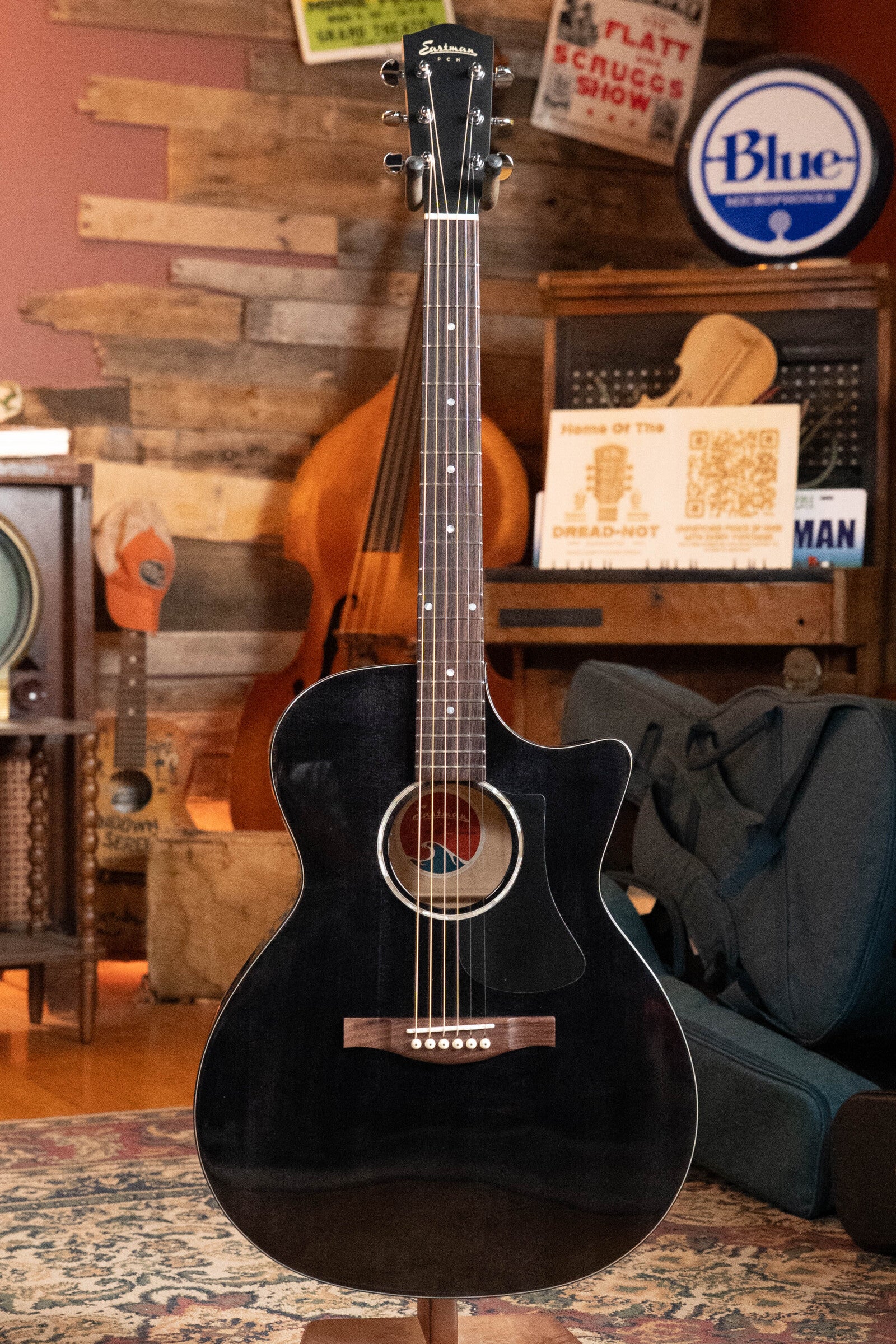 Eastman PCH3-GACE-TBK Sitka/Laminated Maple Grand Auditorium Translucent Black Top Guitar w/Fishman Pickup #5155