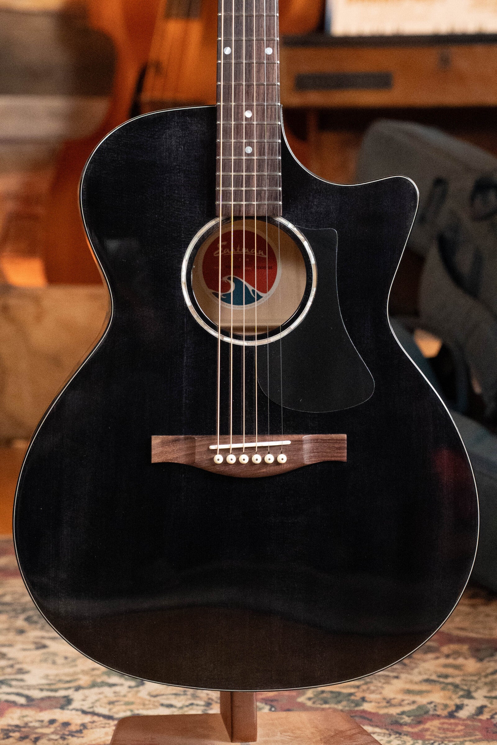 Eastman PCH3-GACE-TBK Sitka/Laminated Maple Grand Auditorium Translucent Black Top Guitar w/Fishman Pickup #5155
