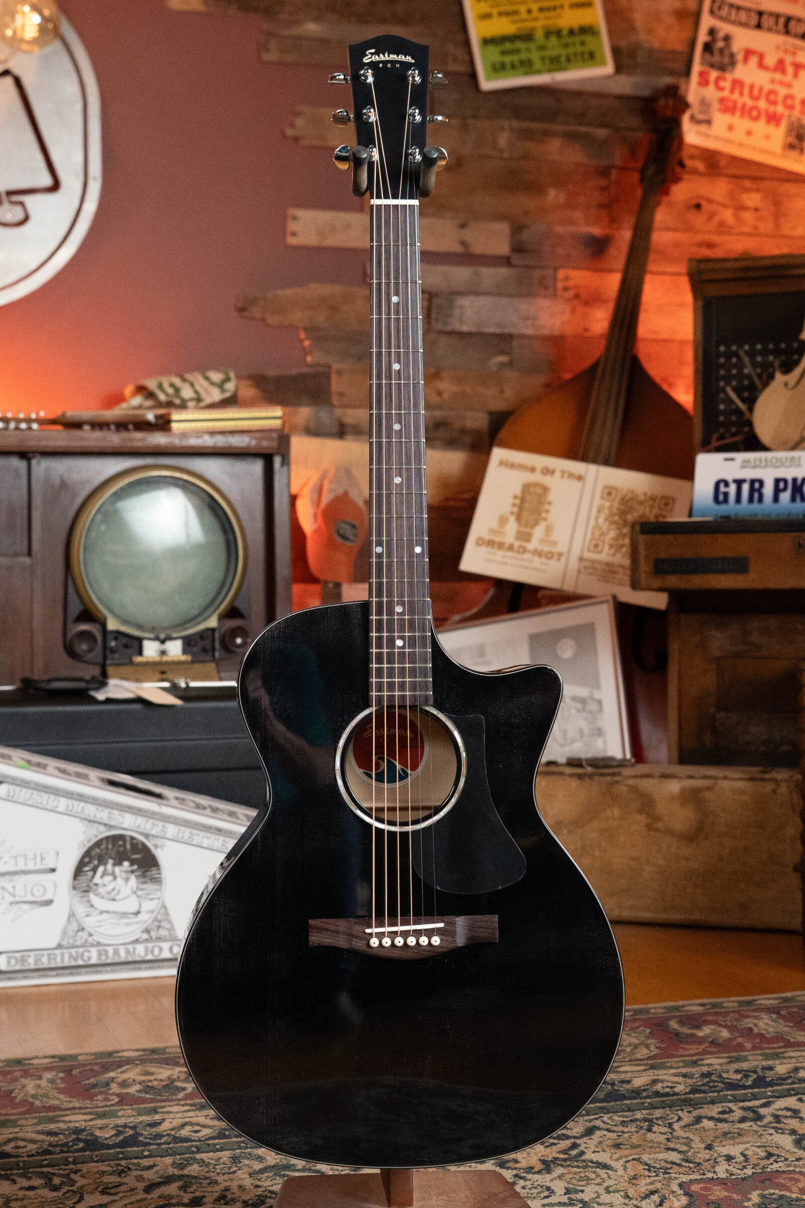 Eastman PCH3-GACE-TBK Sitka/Laminated Maple Grand Auditorium Translucent Black Top Guitar w/Fishman Pickup #5165