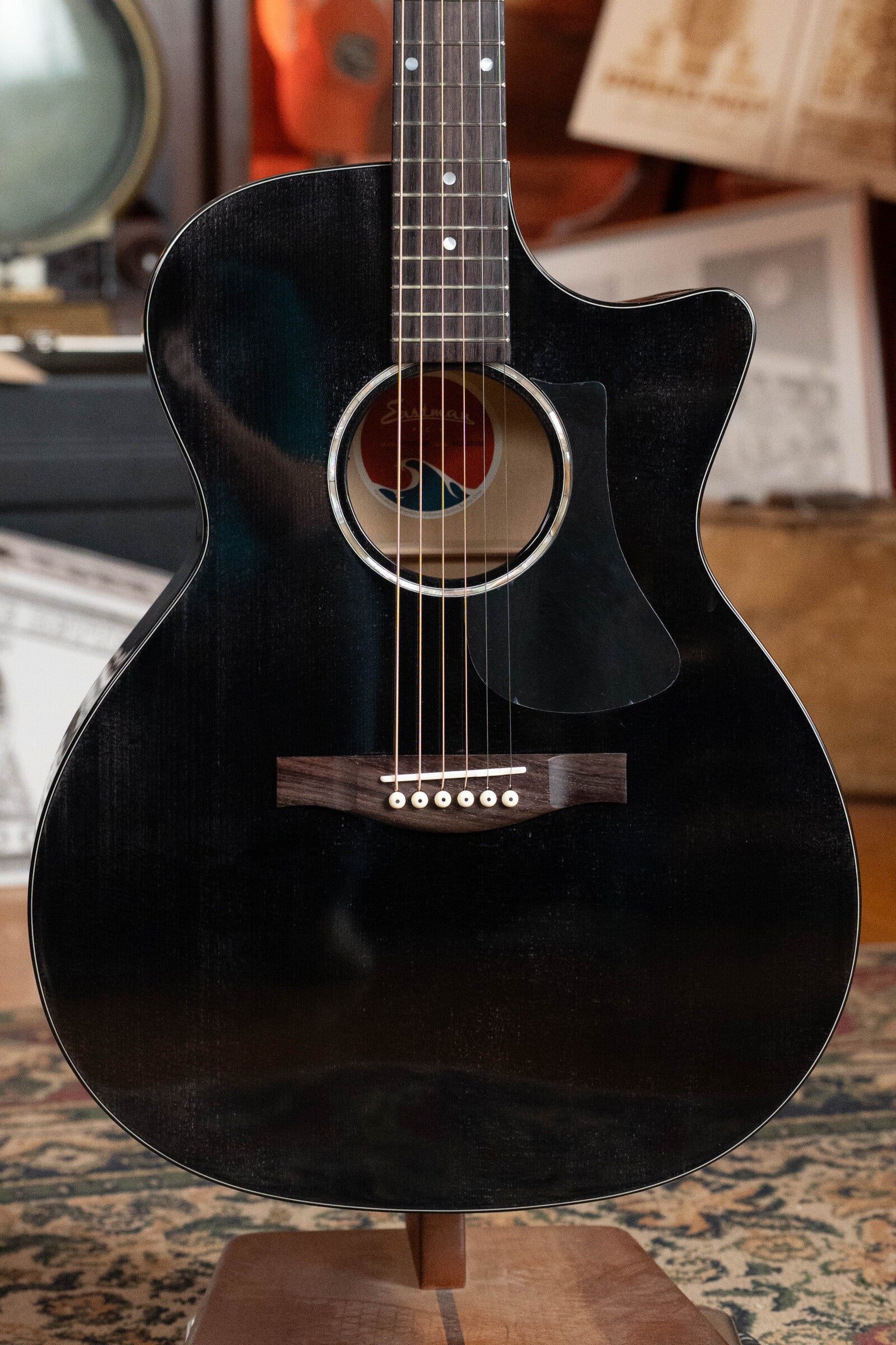 Eastman PCH3-GACE-TBK Sitka/Laminated Maple Grand Auditorium Translucent Black Top Guitar w/Fishman Pickup #5165