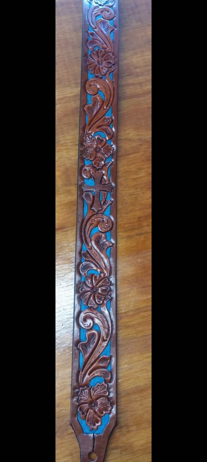 JennyG Straps Leather Floral Guitar Strap