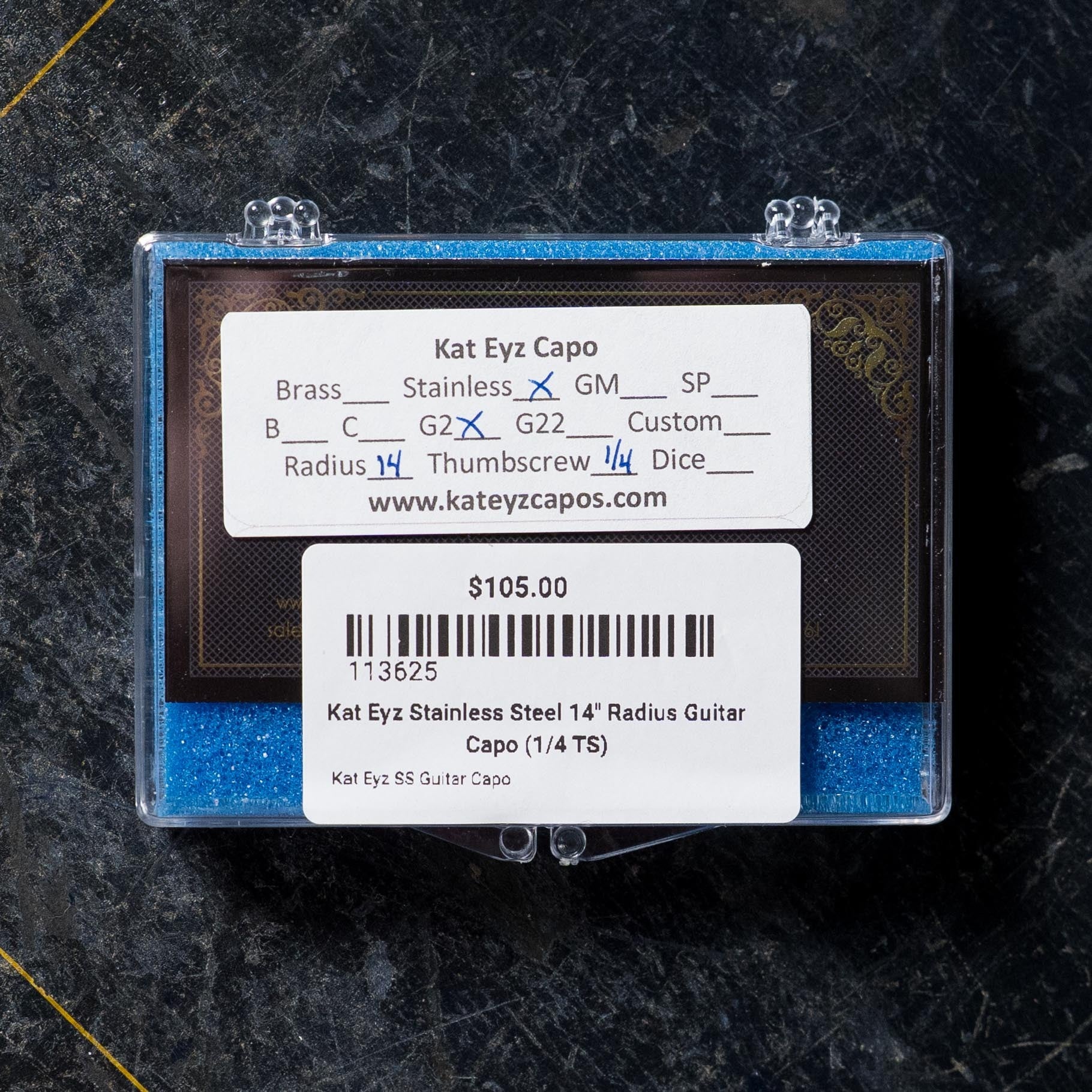 Kat Eyz Stainless Steel 14" Radius Guitar Capo (1/4 TS)