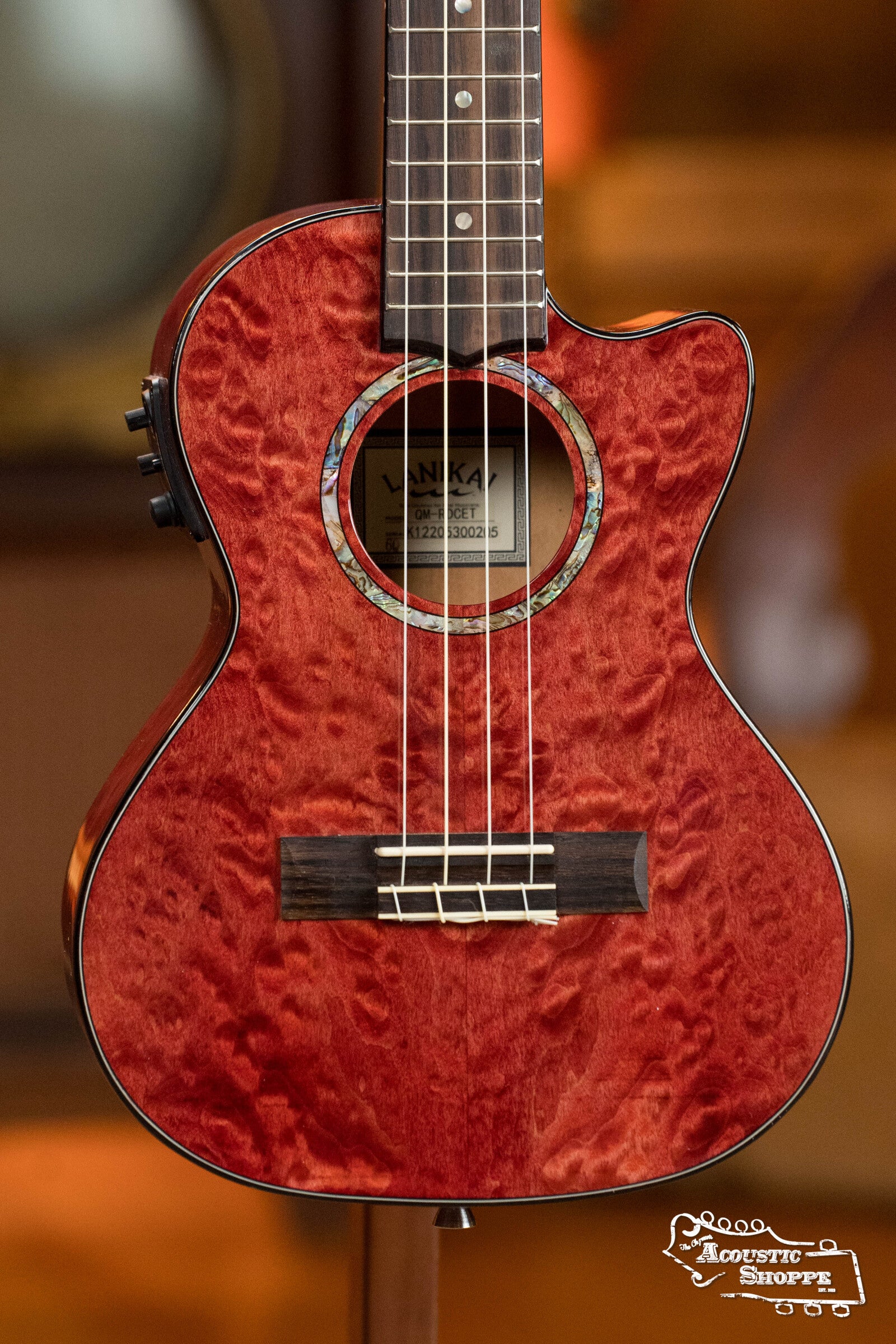 Lanikai QM-RDCET Quilted Red Maple Cutaway Tenor Ukulele w/Fishman Electronic #0205