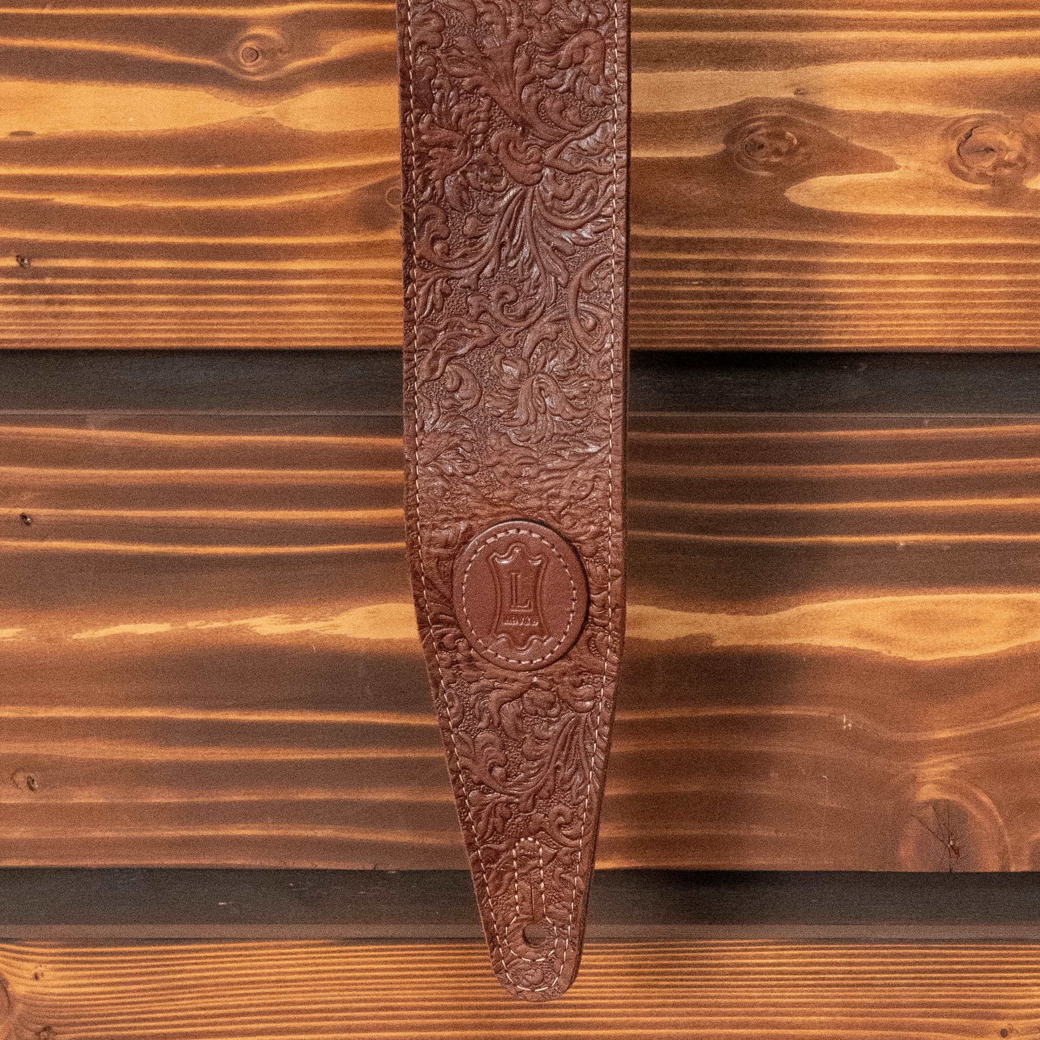 Levy's Florentine Deluxe Series 2.5" Premium Brown Leather Guitar Strap
