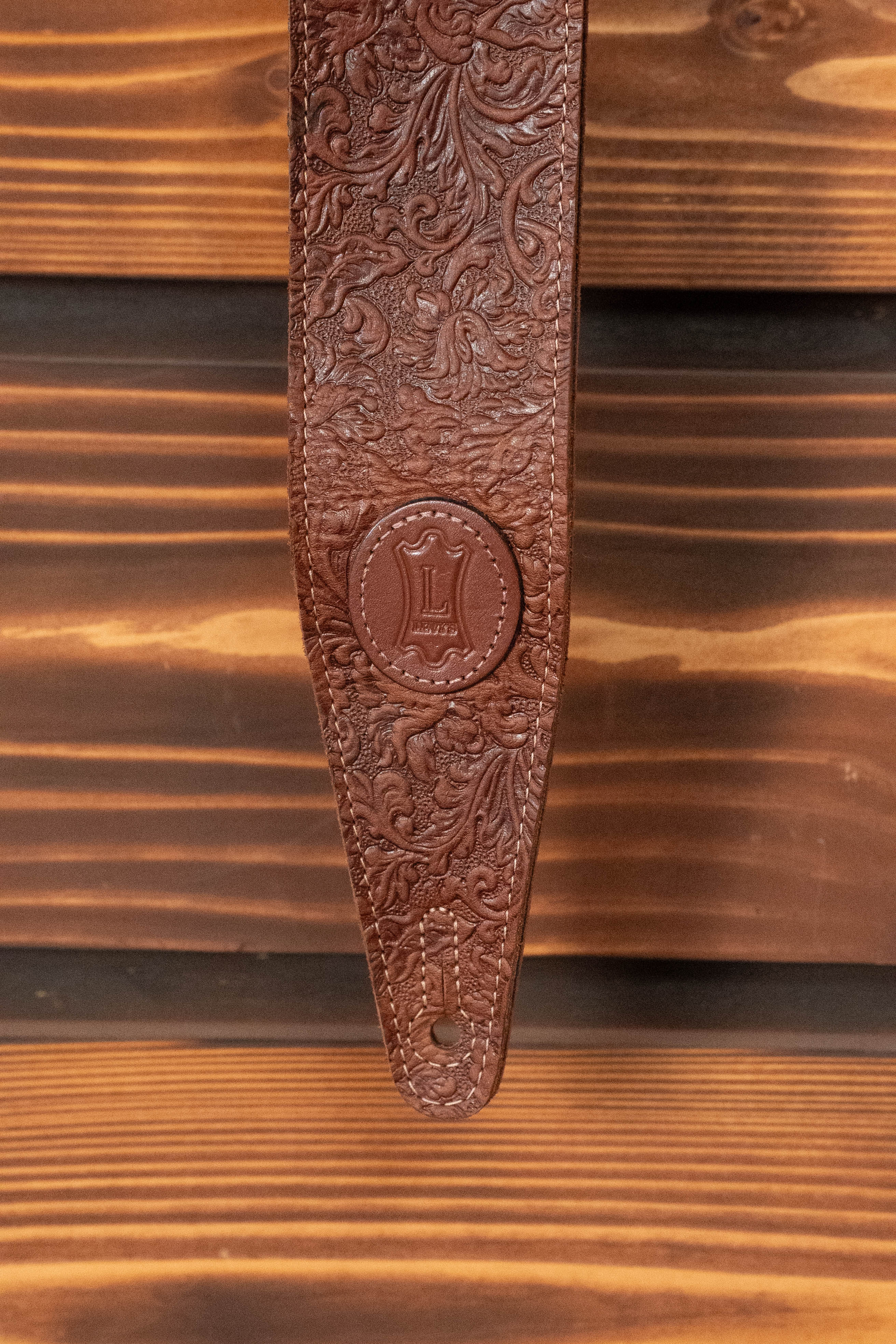 Levy's Florentine Deluxe Series 2.5" Premium Brown Leather Guitar Strap