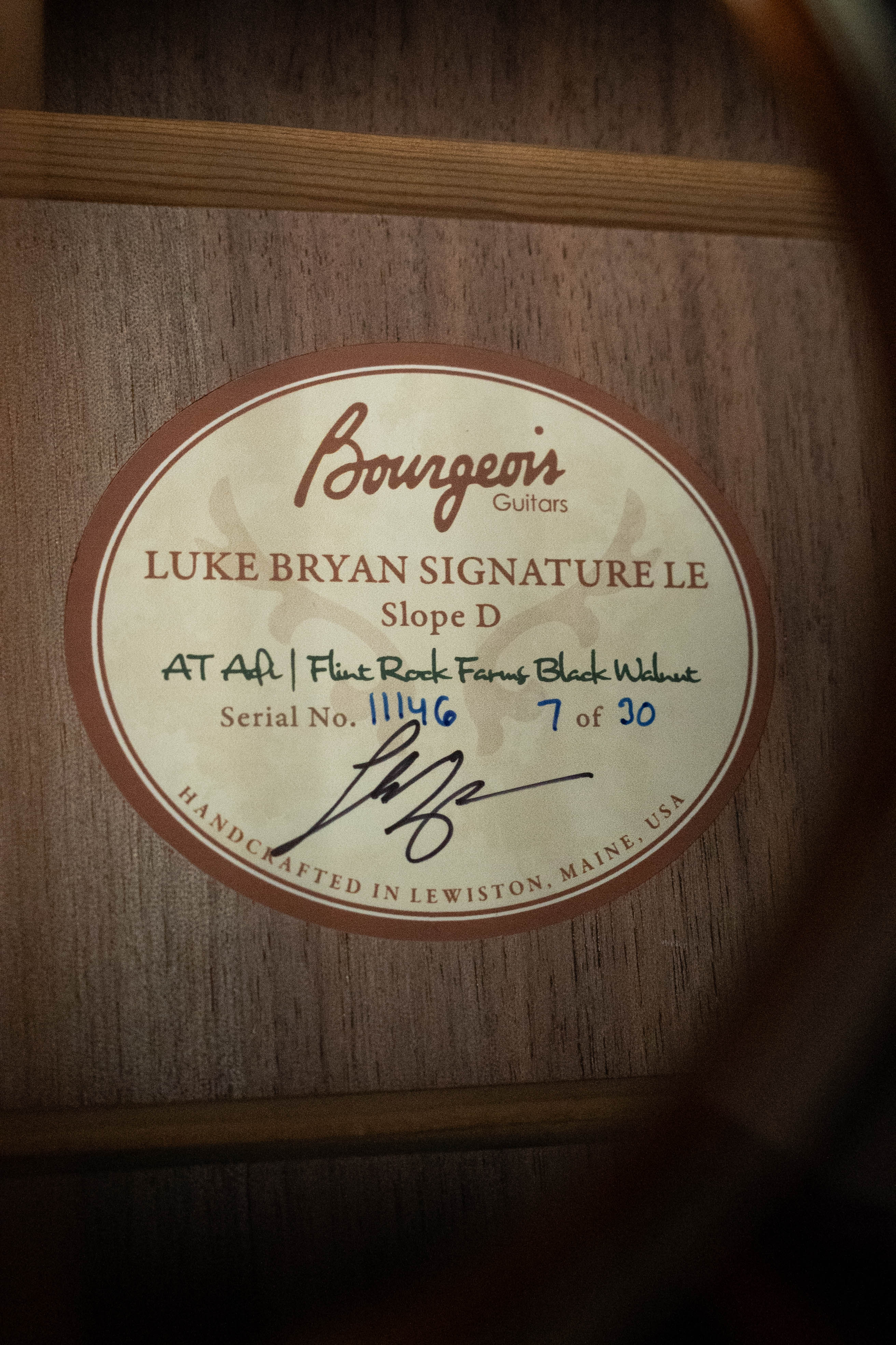 *New 2026 NAMM Model* Bourgeois Limited Edition Luke Bryan The Standard Series Aged Tone Adirondack/Black Walnut Slope Shoulder Dreadnought Acoustic Guitar #1146