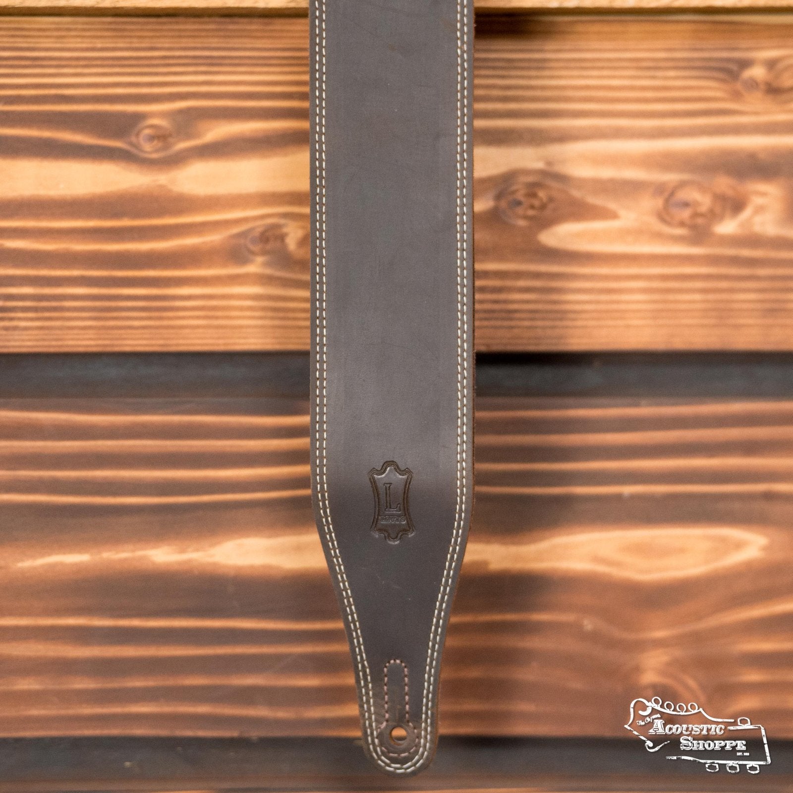 Levy's M17BDS-DBR 2.5" Like Butter Double Stitch Leather Guitar Strap - Dark Brown
