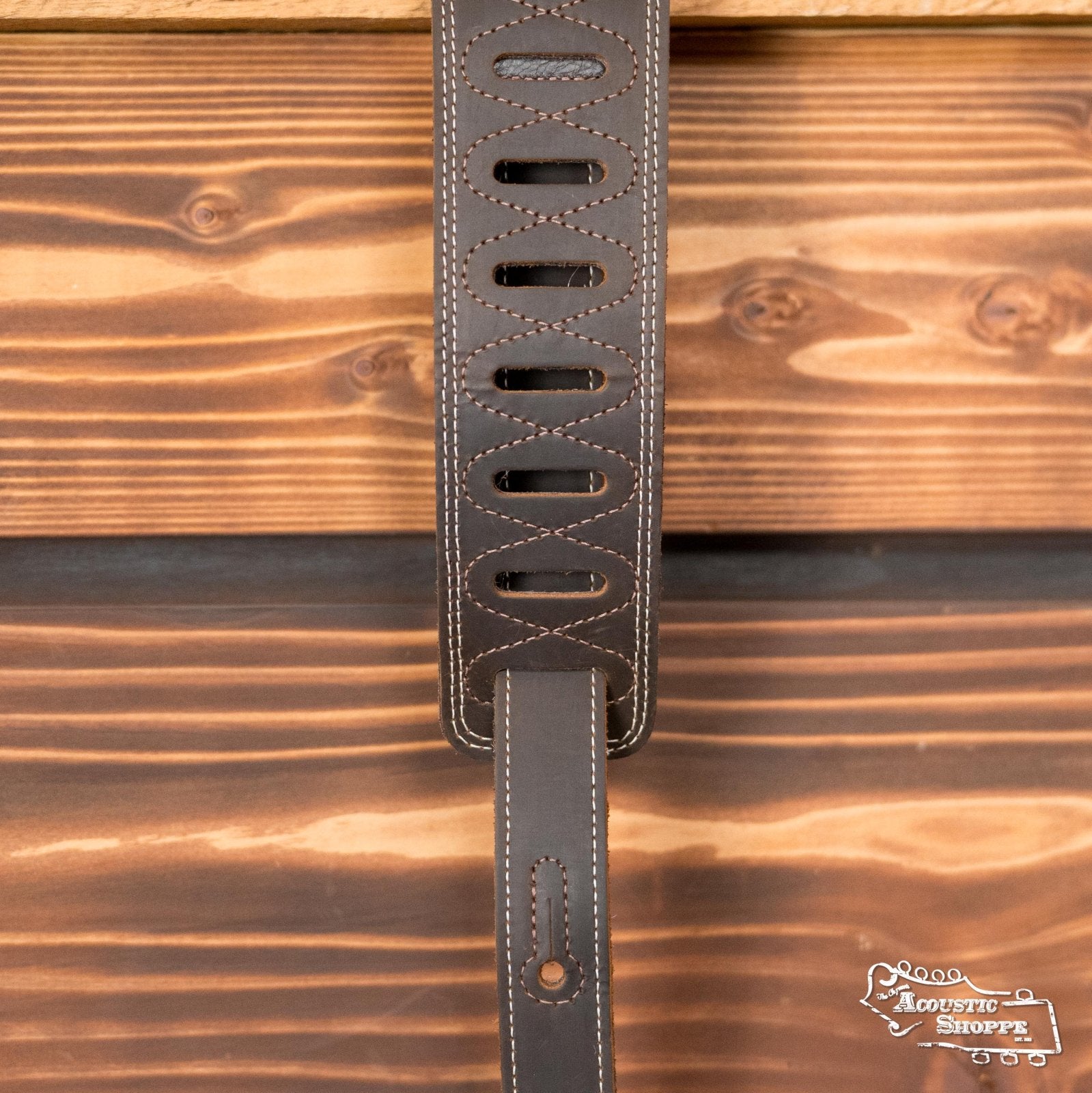 Levy's M17BDS-DBR 2.5" Like Butter Double Stitch Leather Guitar Strap - Dark Brown