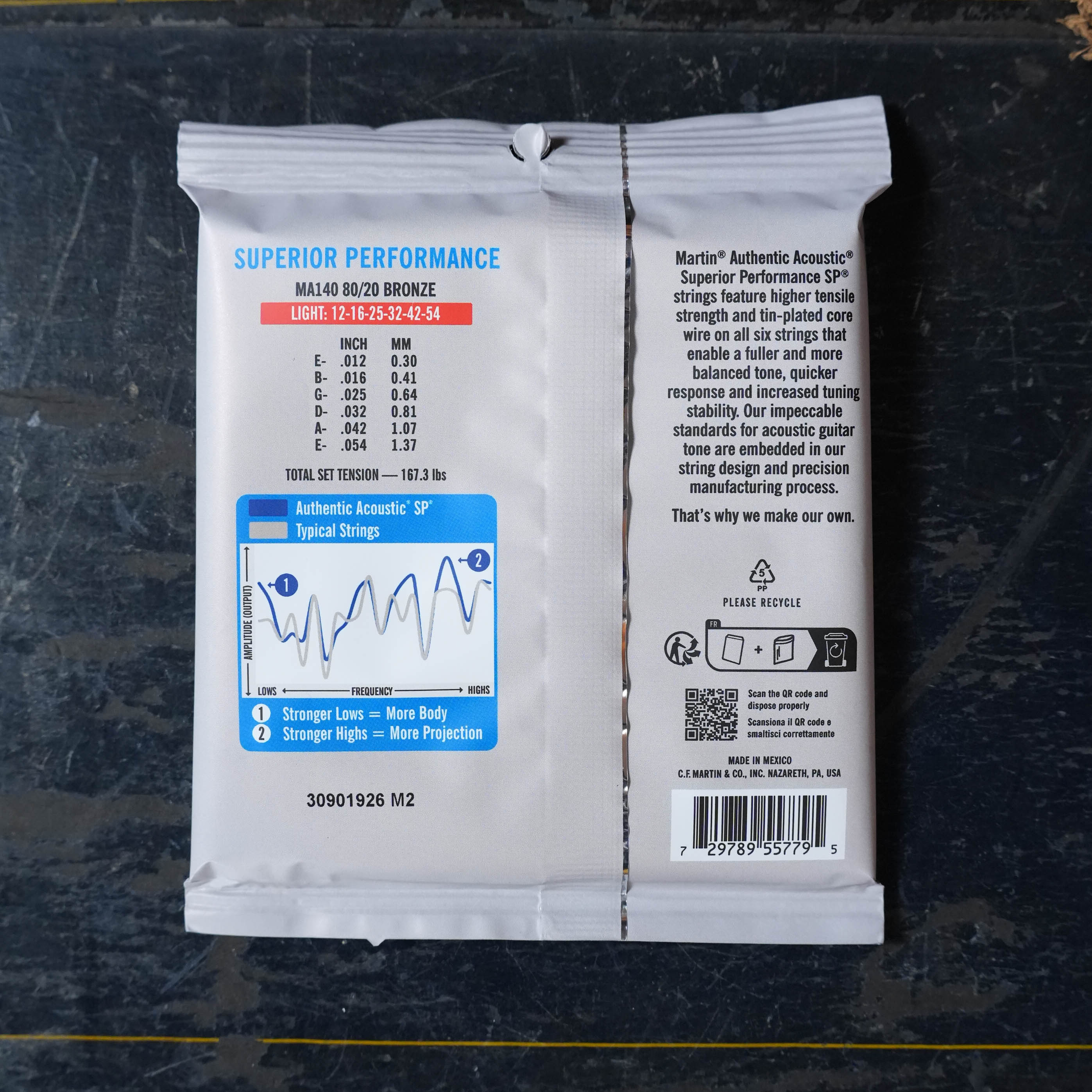 Martin Authentic Acoustic Lifespan 2.0 80/20 Bronze Guitar Strings - Light