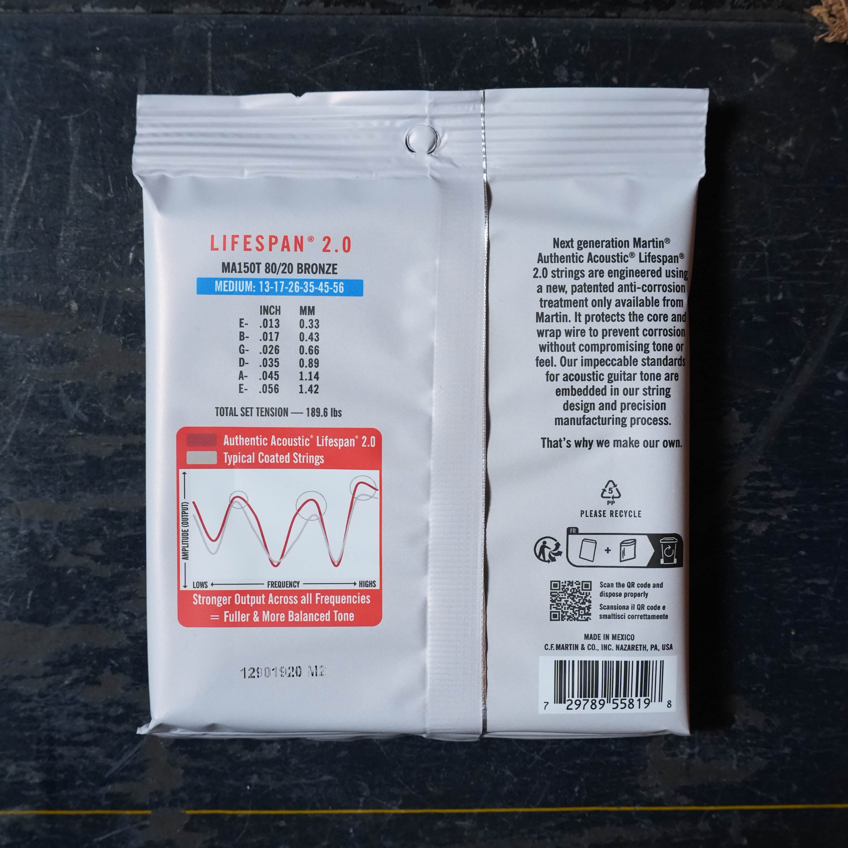 Martin Treated Authentic Acoustic Lifespan 2.0 Bronze 80/20 Guitar Strings - Medium