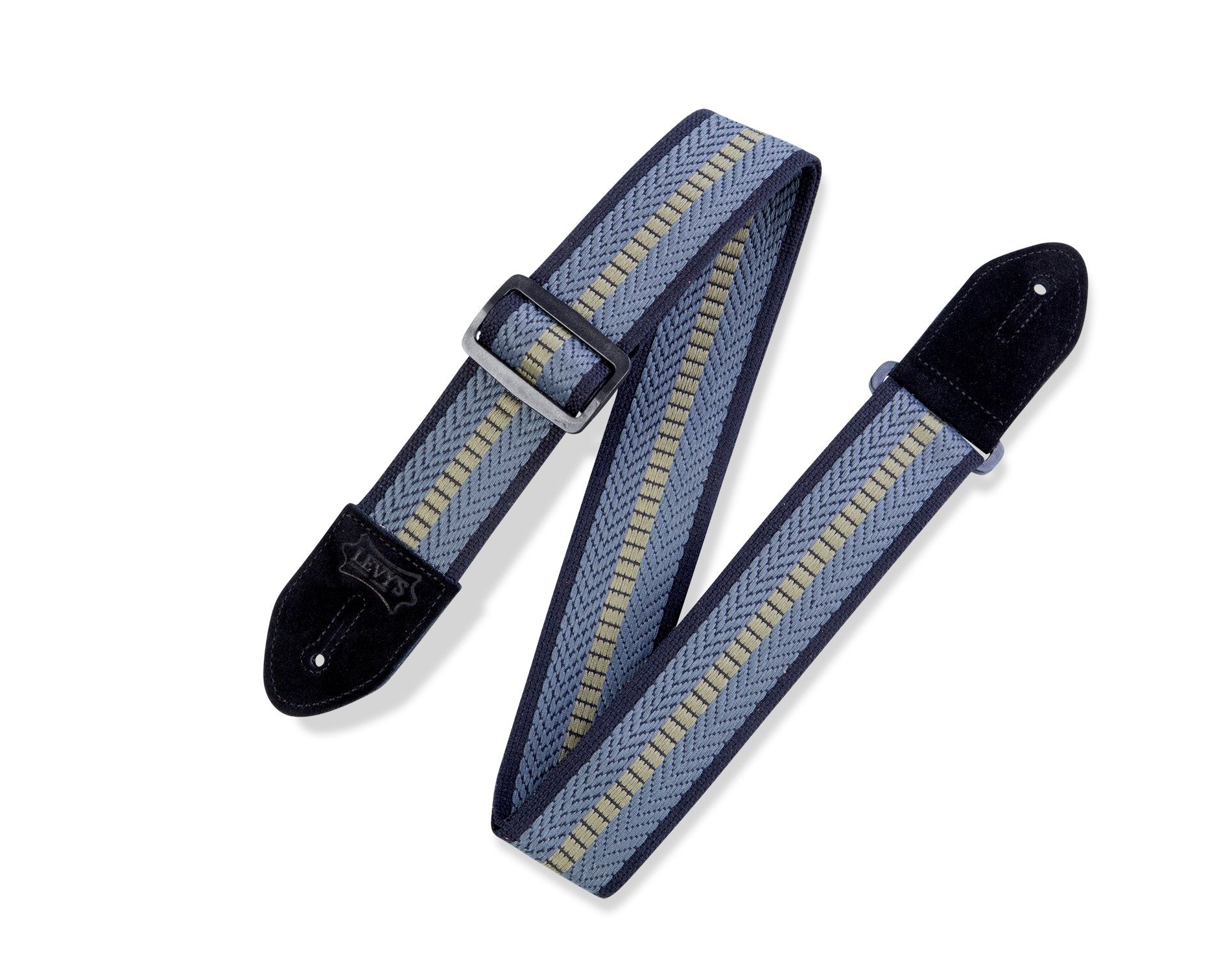 Levy's 2" Cotton Guitar Strap With Suede Leather Ends - BLUE/GREEN/NAVY (MC8VIN-001)