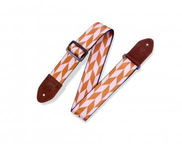Levy's Polyester Guitar Strap, Brown/Pink Argyle (MPF2-003)
