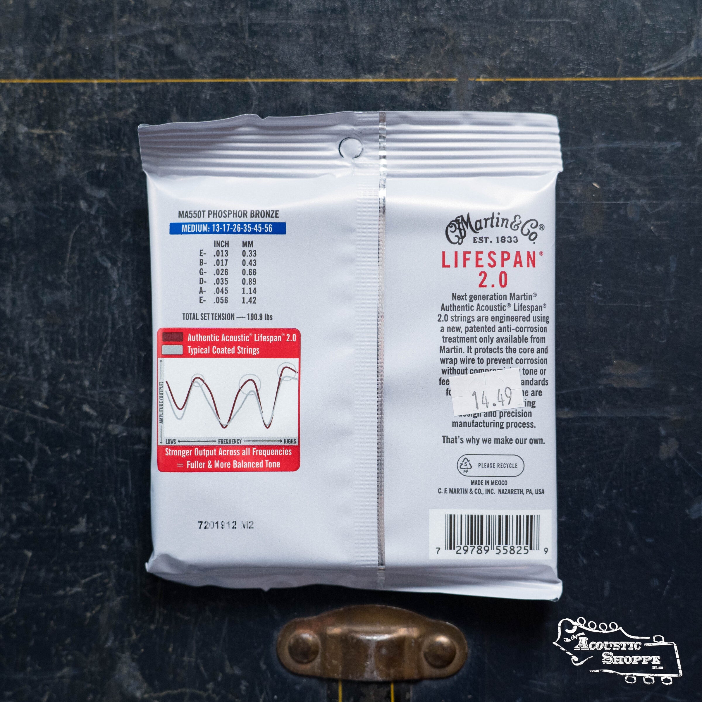 Martin Authentic Medium Acoustic Lifespan 2.0 Guitar Strings - Phosphor Bronze