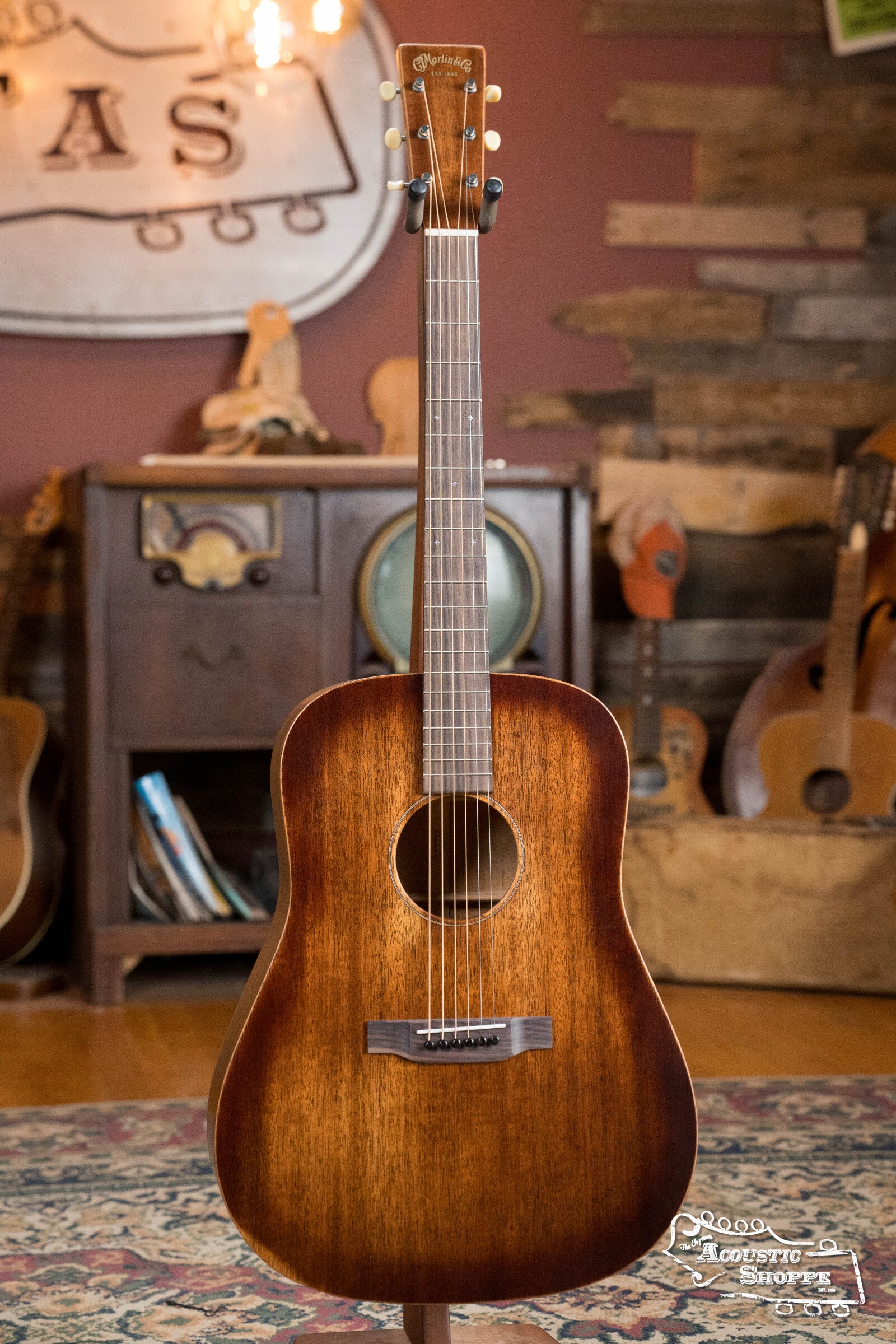 Martin D-15M StreetMaster® All Mahogany Satin Slope Shoulder Dreadnought Guitar w/Mahogany Burst Top Color #0046