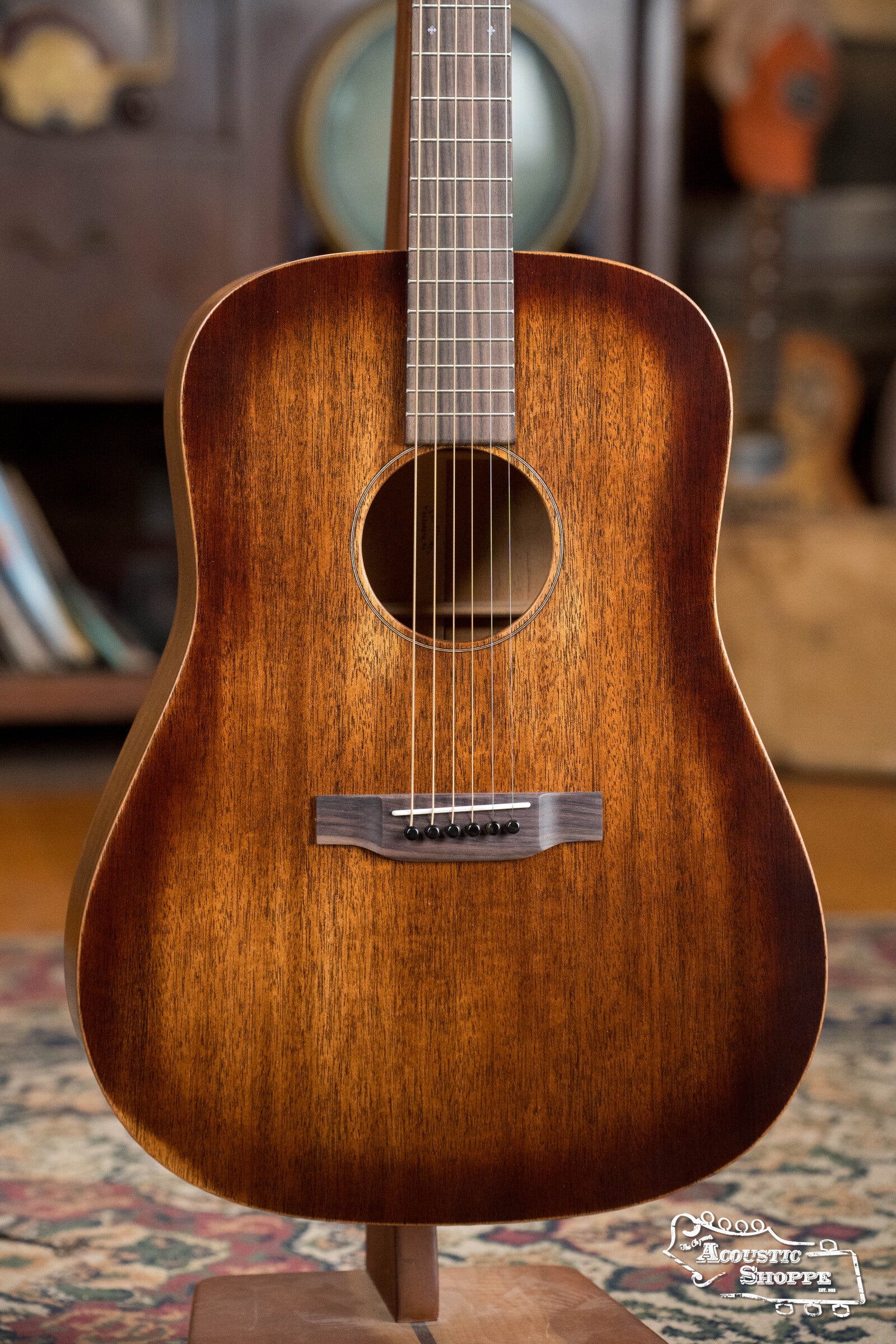 Martin D-15M StreetMaster® All Mahogany Satin Slope Shoulder Dreadnought Guitar w/Mahogany Burst Top Color #0046