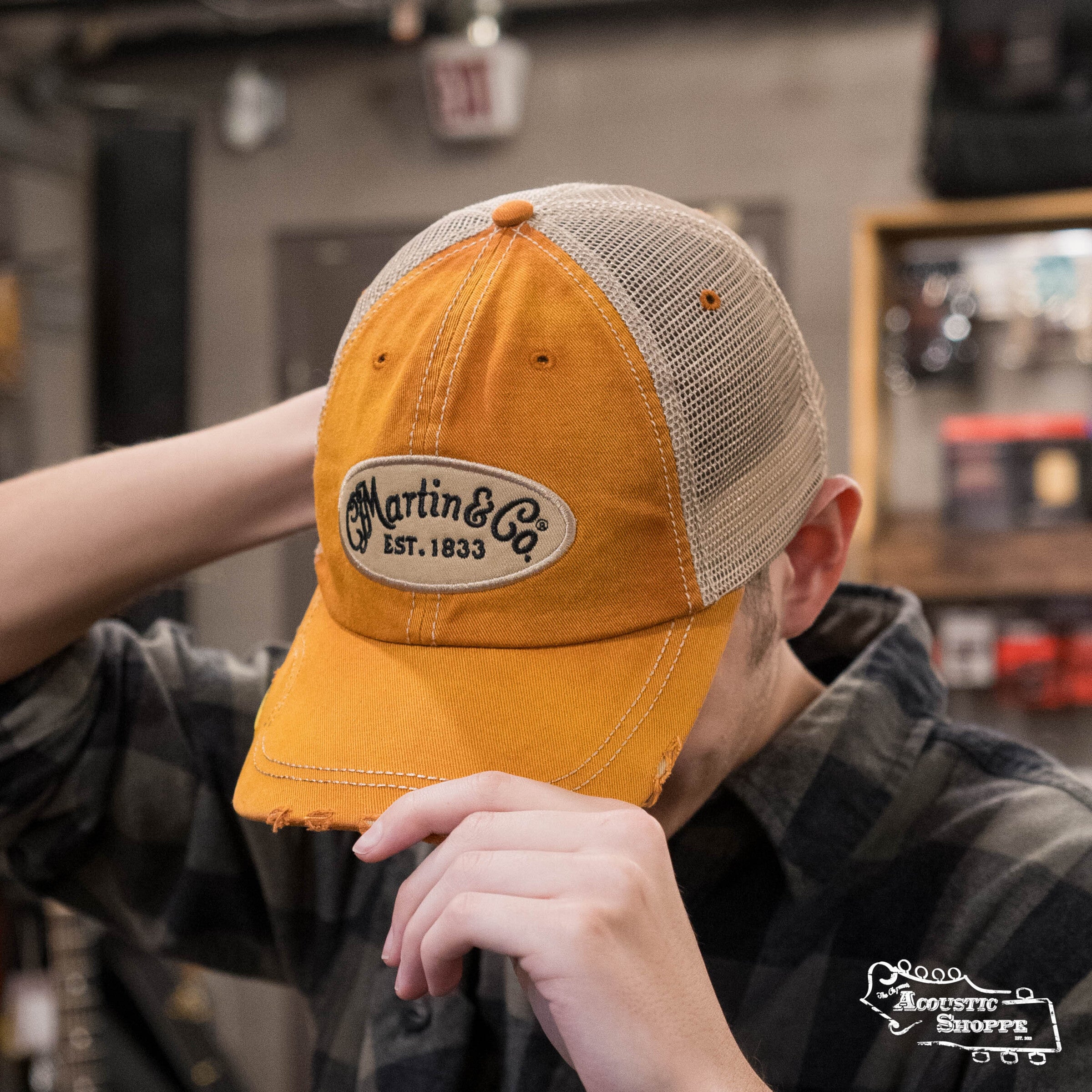 Martin Logo Mesh Pick-Holder Hat - Orange
