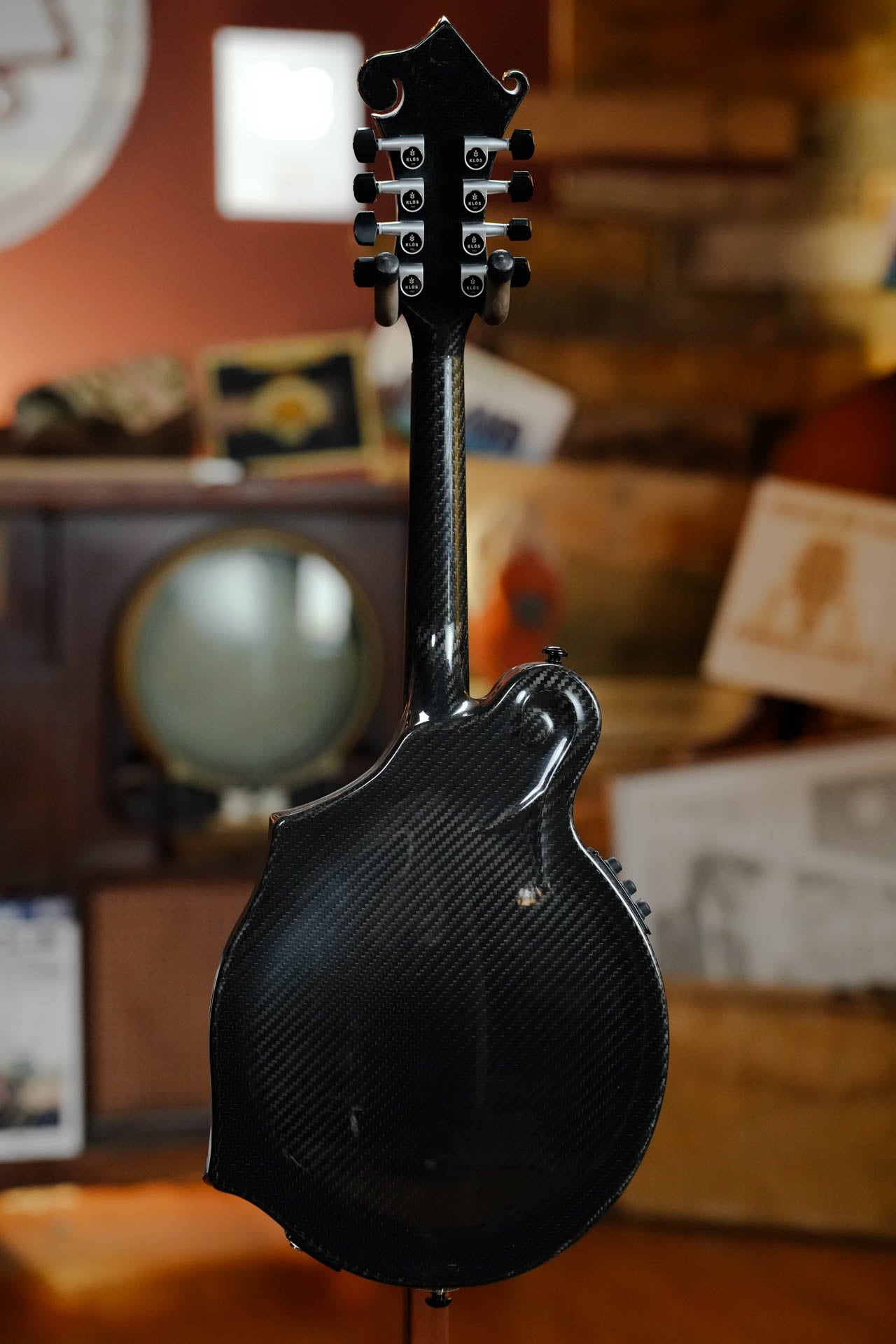 *New 2026 Model* KLOS Black Twill Carbon Fiber F-Style Mandolin w/ Klos EQ Pickup #2666
