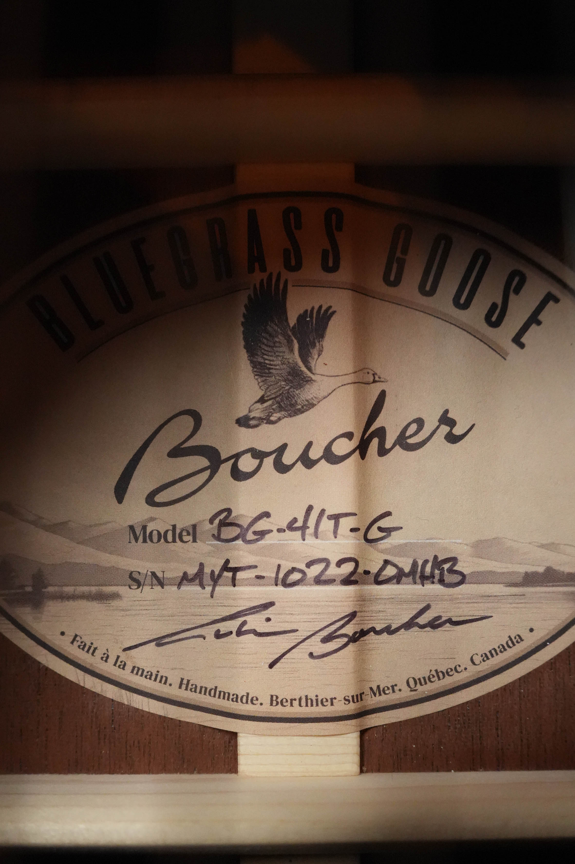 *New 2026 Model* Boucher BG-41T-G Torrefied Adirondack/Torrefied Mahogany Bluegrass Goose Gold Pack OM Hybrid Acoustic Guitar #1022