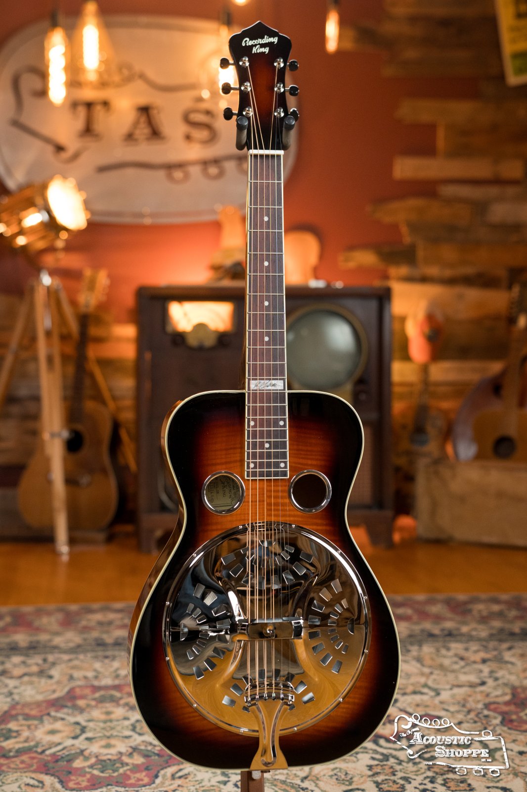 Recording King RR-75PL-SN Phil Leadbetter Signature All Flamed Maple Resonator Guitar #0248