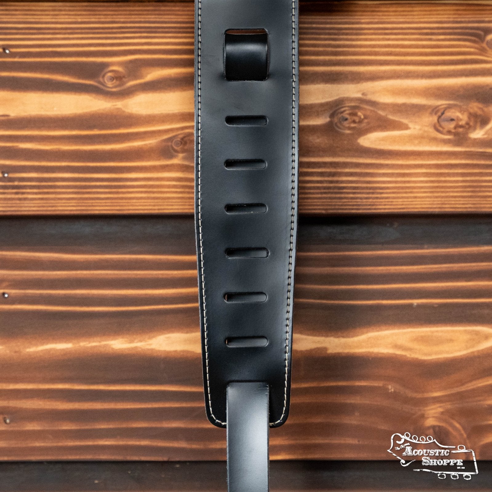 Classic Leather Guitar Strap with Contrast Stitch Black 25LS00-DX