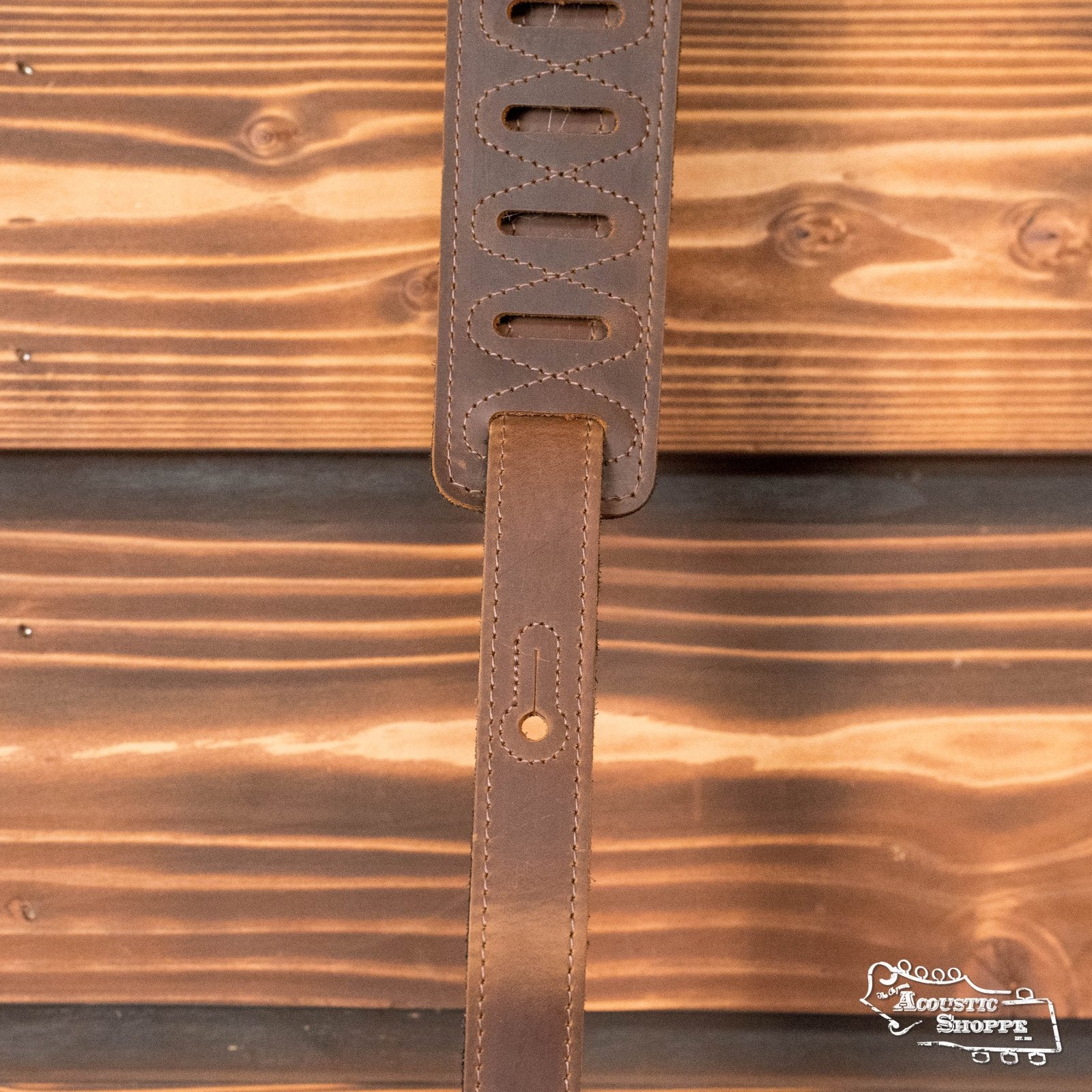 Levy's Voyager Pro Series 2.5" Brown Crazy Horse Leather Strap with a Green Waxed Canvas Window