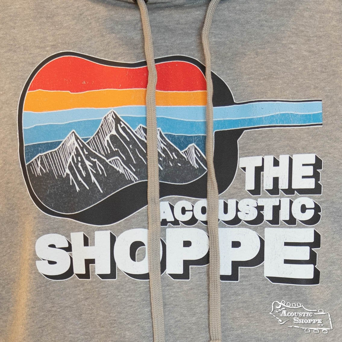 The Acoustic Shoppe "Scenic Guitar" Next Level Fleece Hoodie - Heather Grey