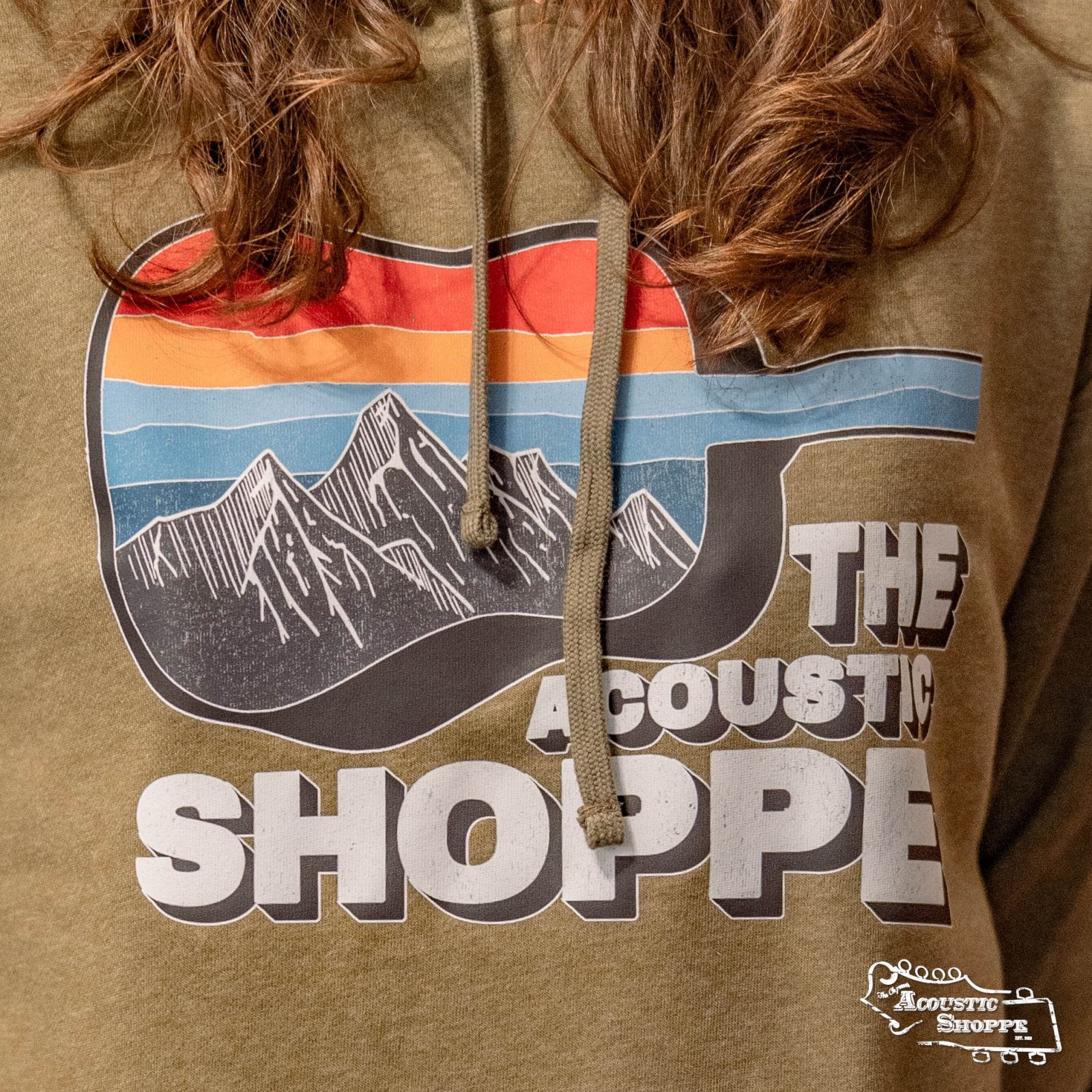 The Acoustic Shoppe "Scenic Guitar" Next Level Fleece Hoodie - Military Green