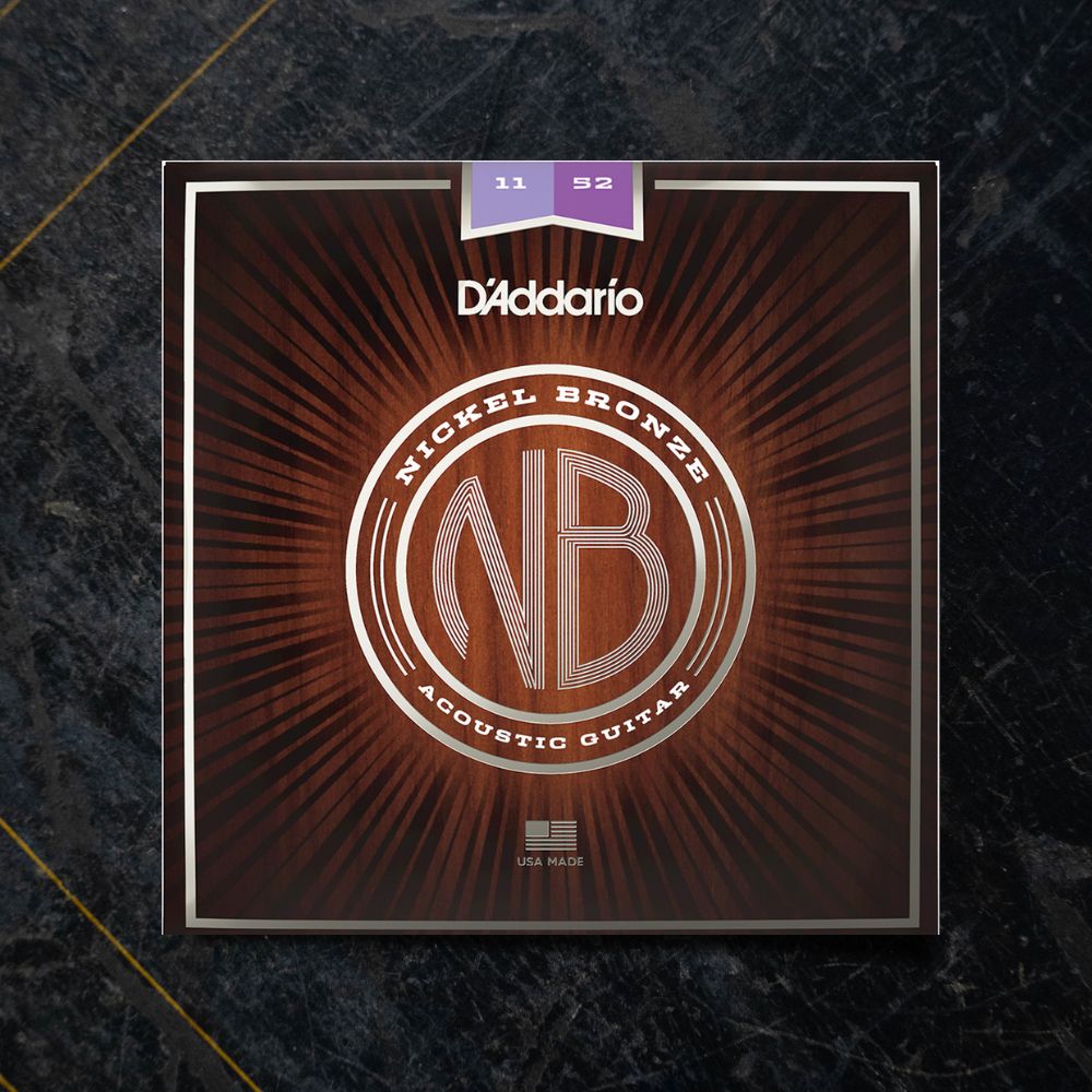 D'Addario NB1152 Nickel Bronze Acoustic Guitar Strings, Custom Light, 11-52