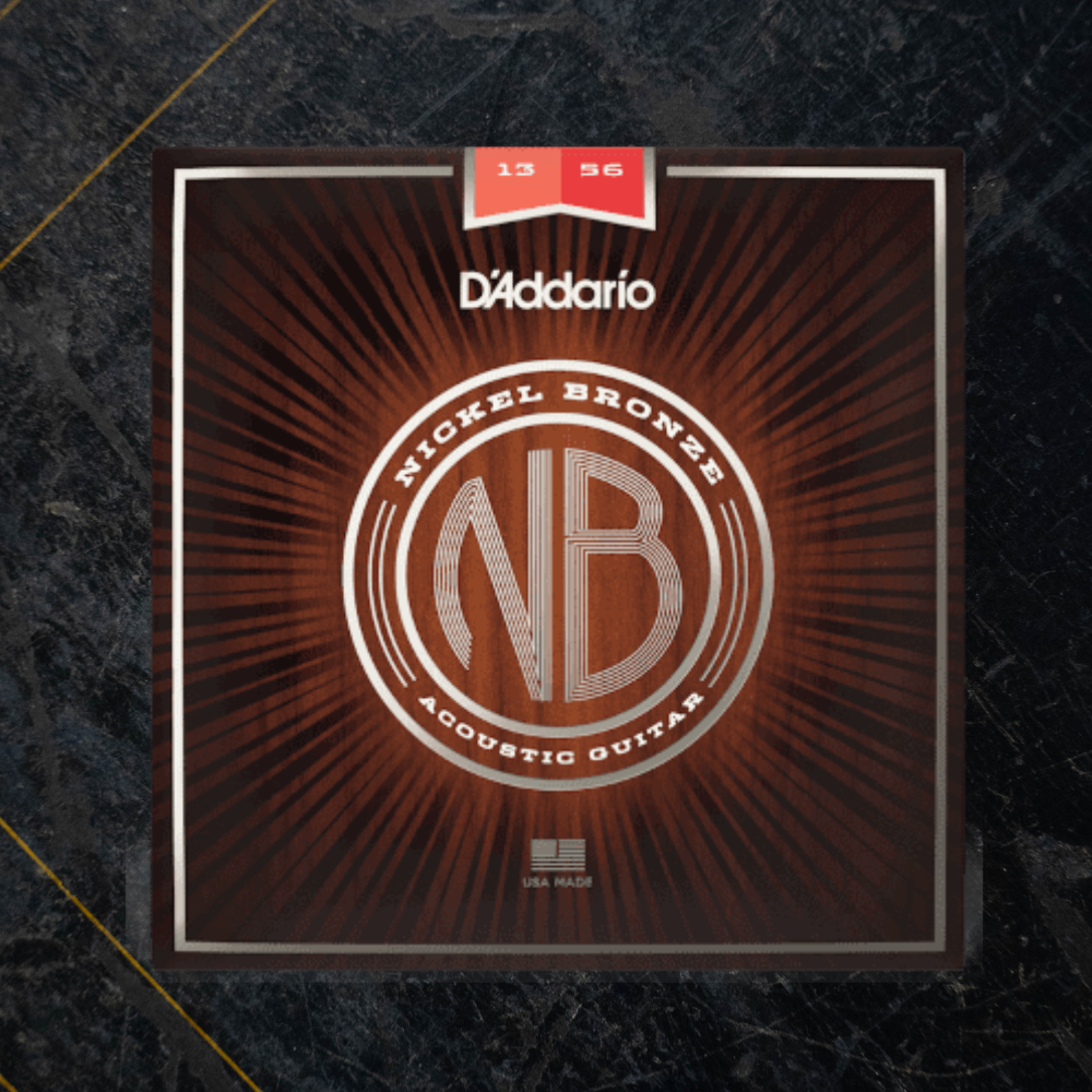 D'Addario NB1256 Nickel Bronze Acoustic Guitar Strings, Light Top / Med Bottom, 12-56