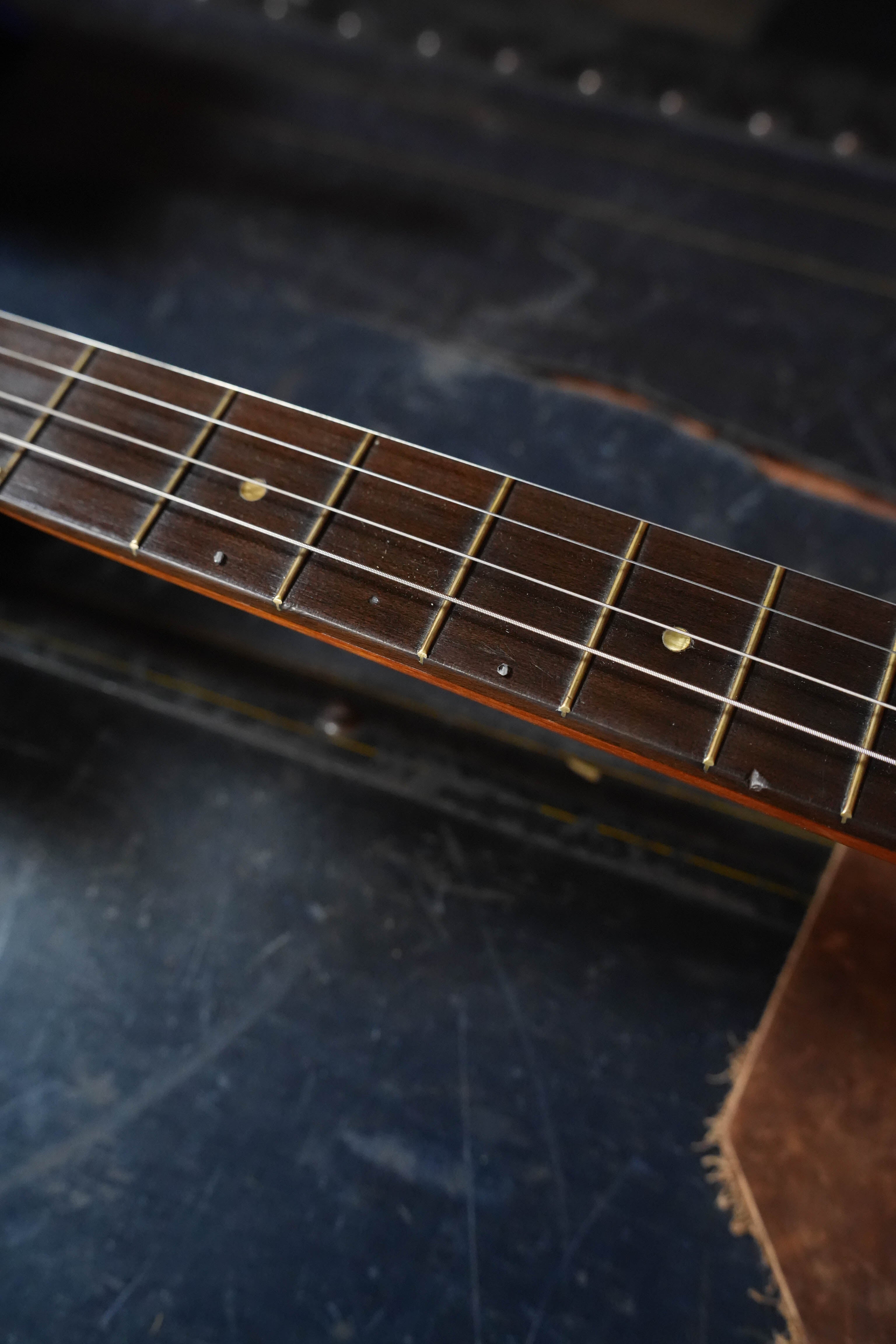 (Used) 1970s Unbranded Aluminum Rim Tenor Banjo with Decorative Inlayed Resonator