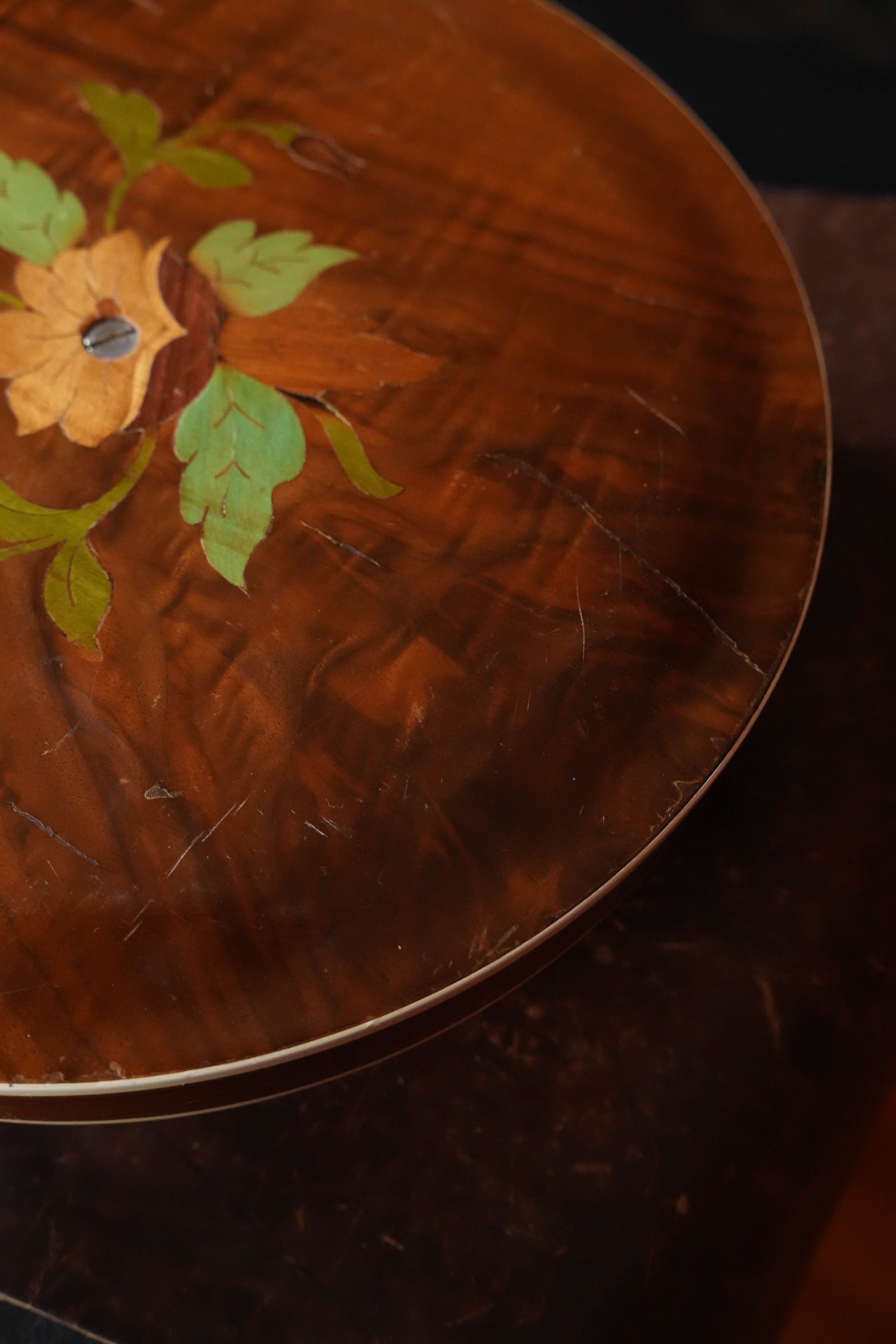 (Used) 1970s Unbranded Aluminum Rim Tenor Banjo with Decorative Inlayed Resonator