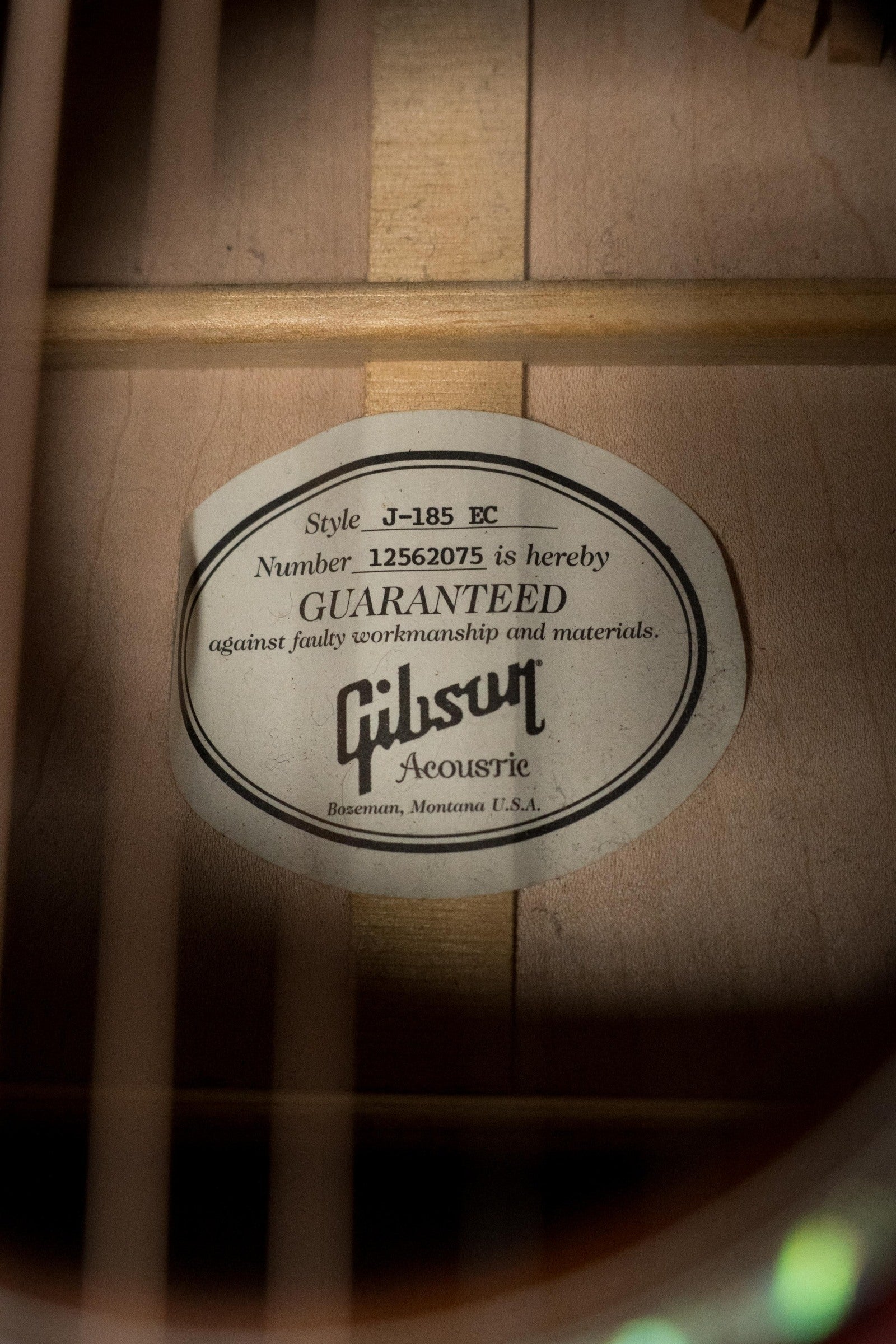 (Used) 2012 Gibson J185 EC Sitka/Maple Jumbo Guitar w/Fishman Pickup #2075