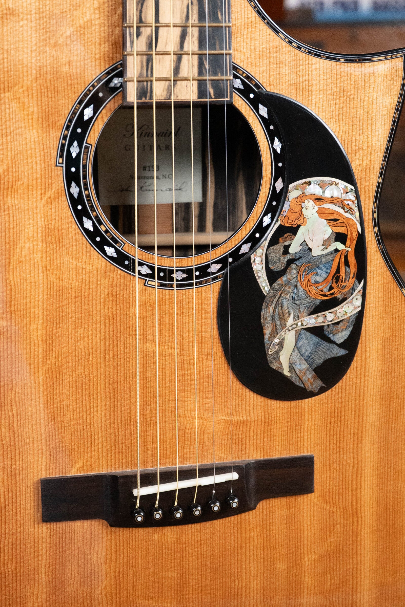 (Used) 2015 Kinnaird Red Lady Bear Claw Sitka/Black & White Ebony Slope Shoulder Venetian Cutaway Dreadnought Guitar w/K&K Pickup #0153