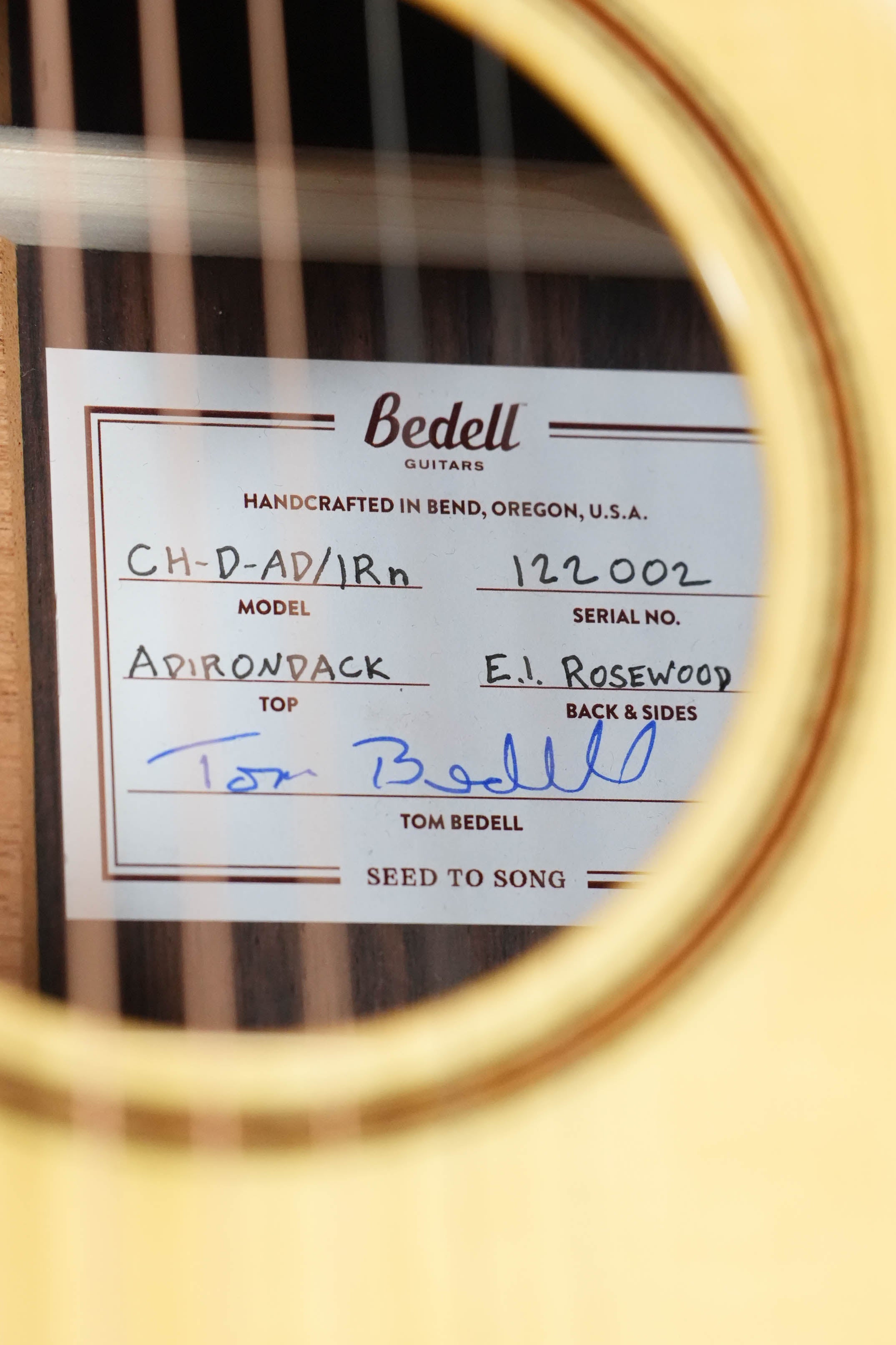 (Used) 2022 Bedell CH-O-AD/IRn Adirondack Spruce/East Indian Rosewood Orchestra w/ K&K Pure Mini #2002