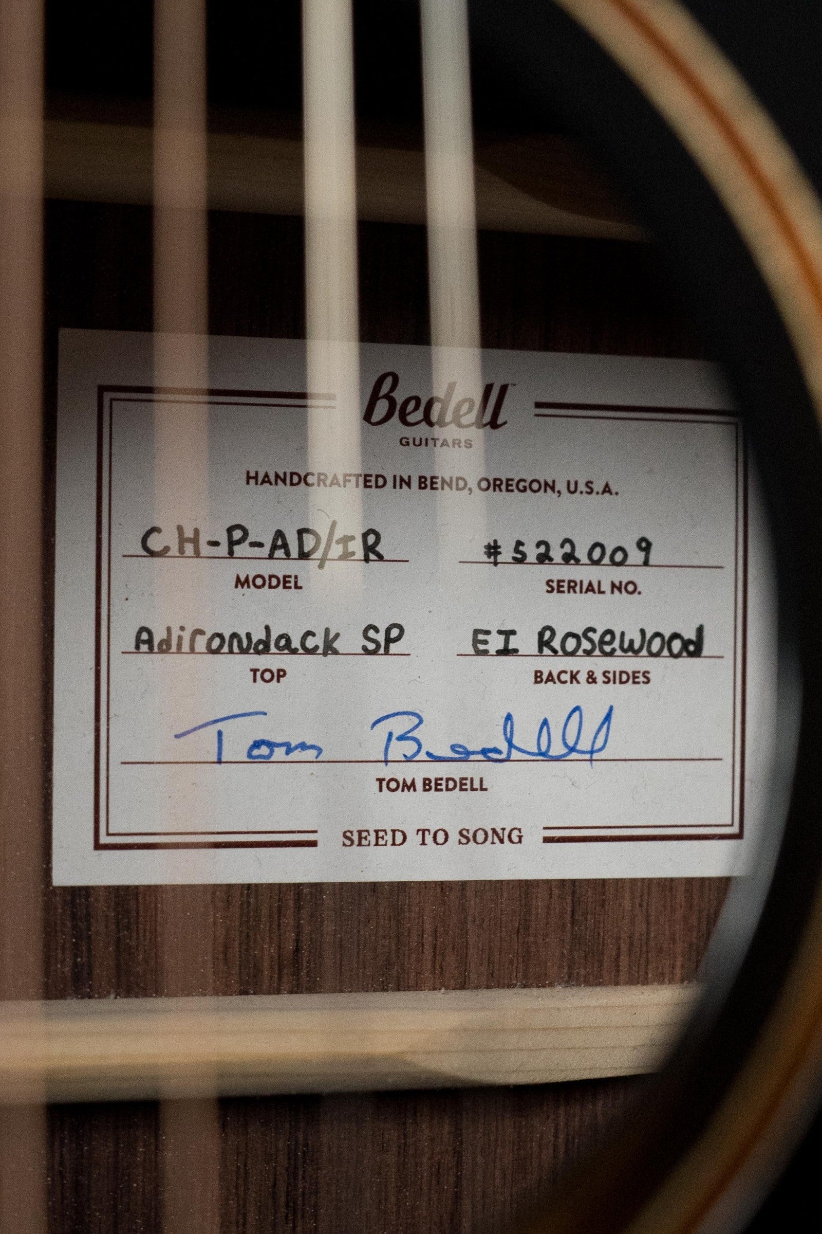 (Used) 2022 Bedell Coffee House Adirondack/Rosewood Parlor Guitar w/K&K Pickup #2009