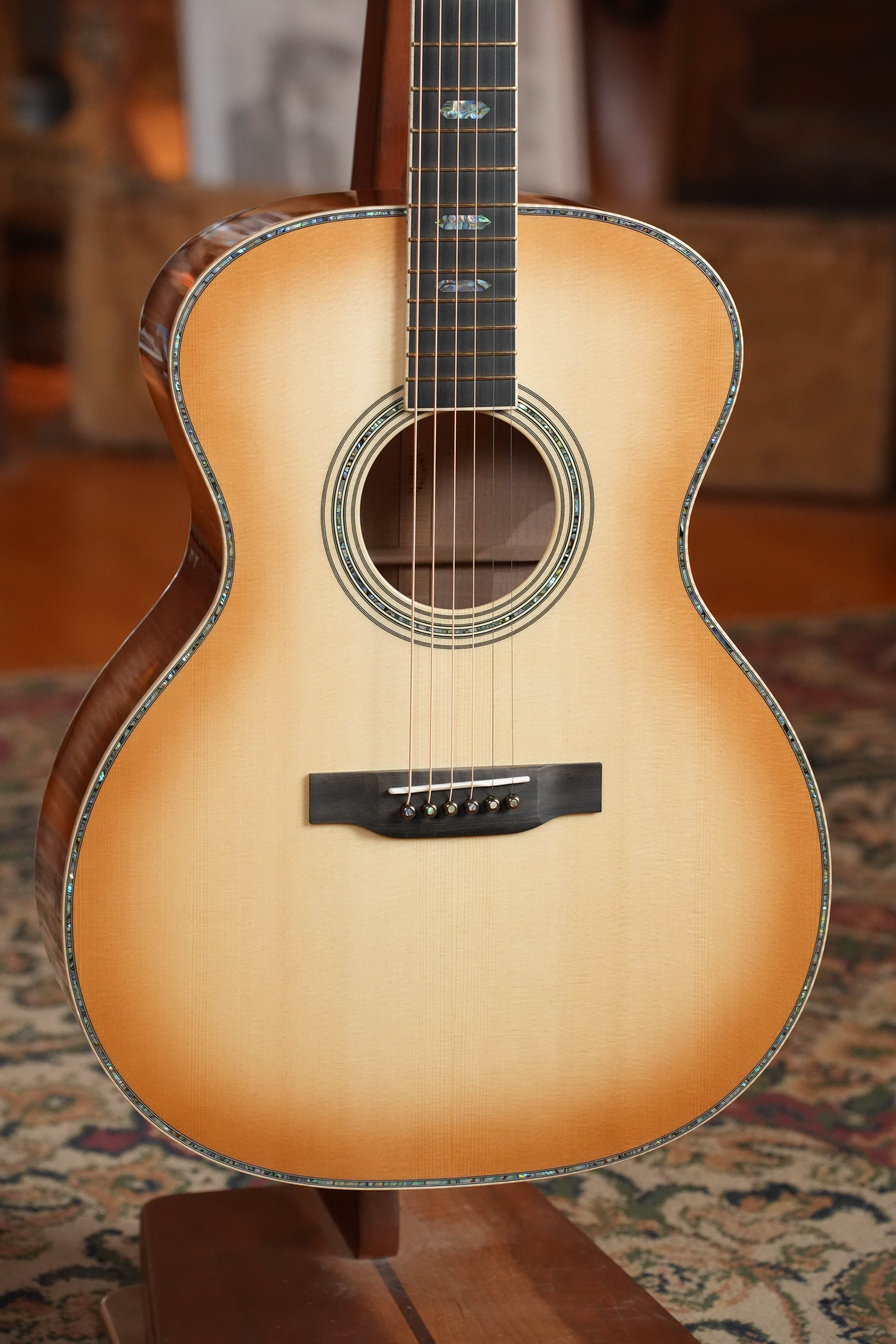 (Used) 2025 Martin Grand Performance Custom Shop European Spruce/Flamed Maple Toasted Burst Finish Grand Auditorium Guitar w/ K&K #3510