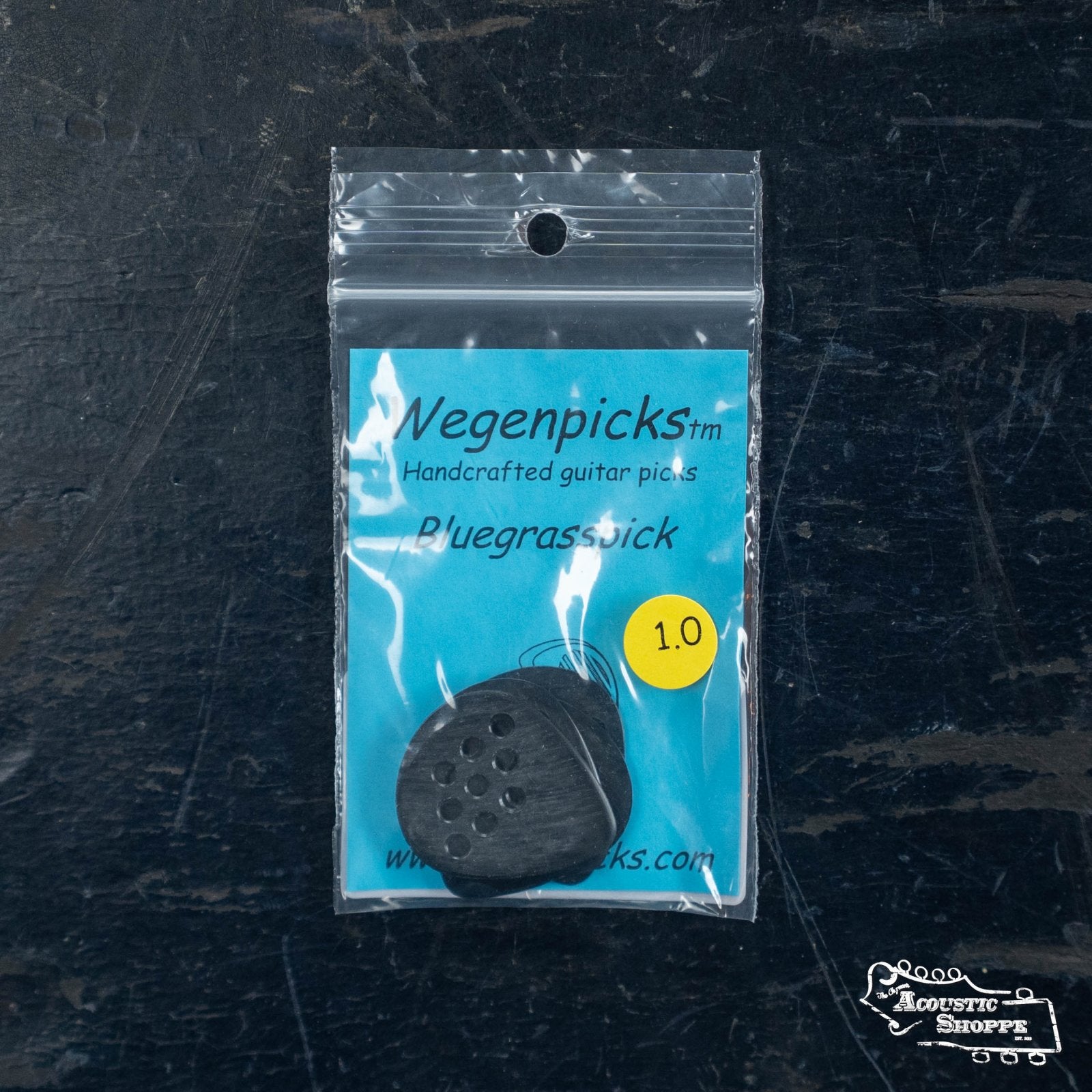 Wegen BG100B Bluegrass Acoustic Guitar Pick - Pack of 4, Black, 1.0mm