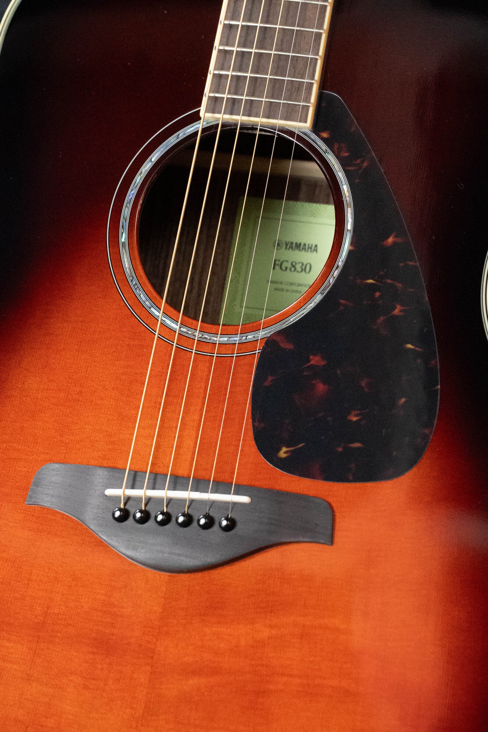 Yamaha FG830 TBS Spruce/Rosewood Tobacco Brown Sunburst Dreadnought Acoustic Guitar #0468