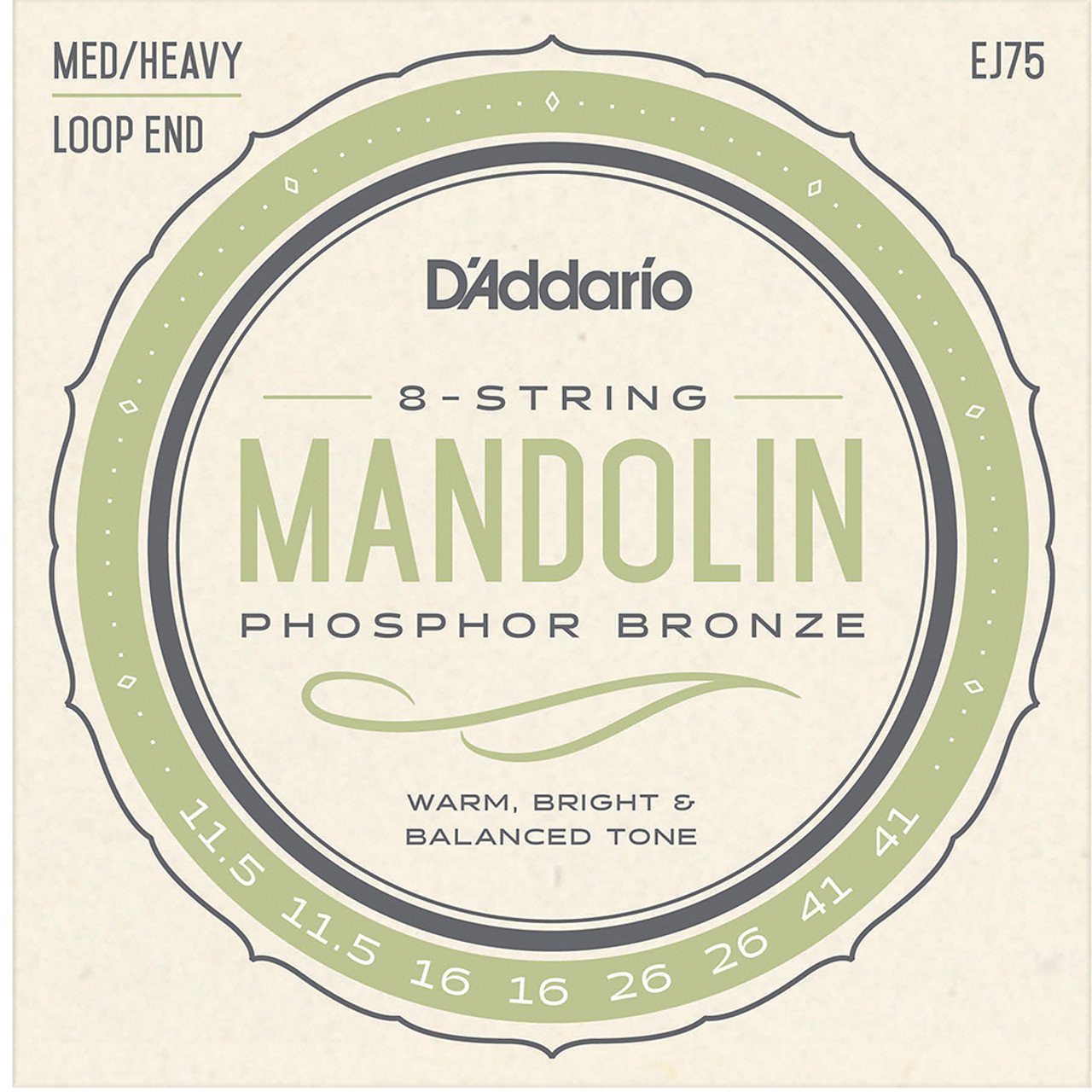 D'Addario EJ75 Mandolin Phosphor Bronze Med/Heavy 11.5-41