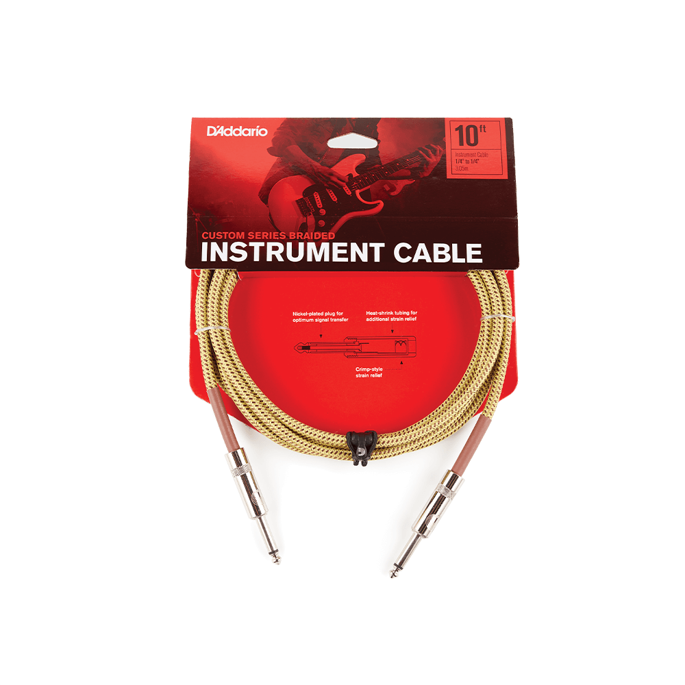 D'Addario Custom Series Braided Instrument Cable, Tweed, 20'