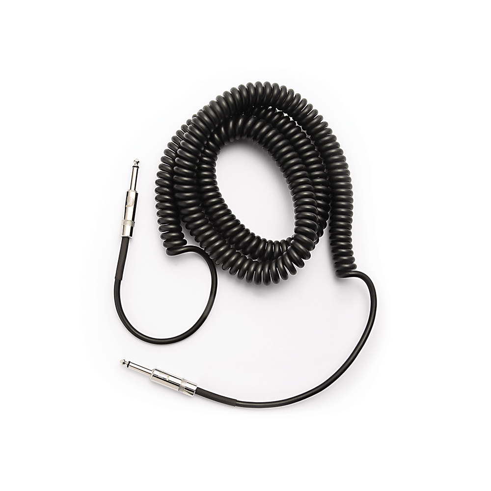 D'Addario Custom Series Coiled Instrument Cable, Black, 30'