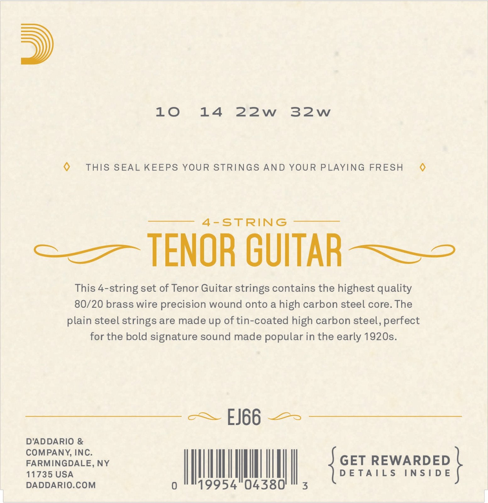 D'Addario EJ66 Tenor Guitar Strings
