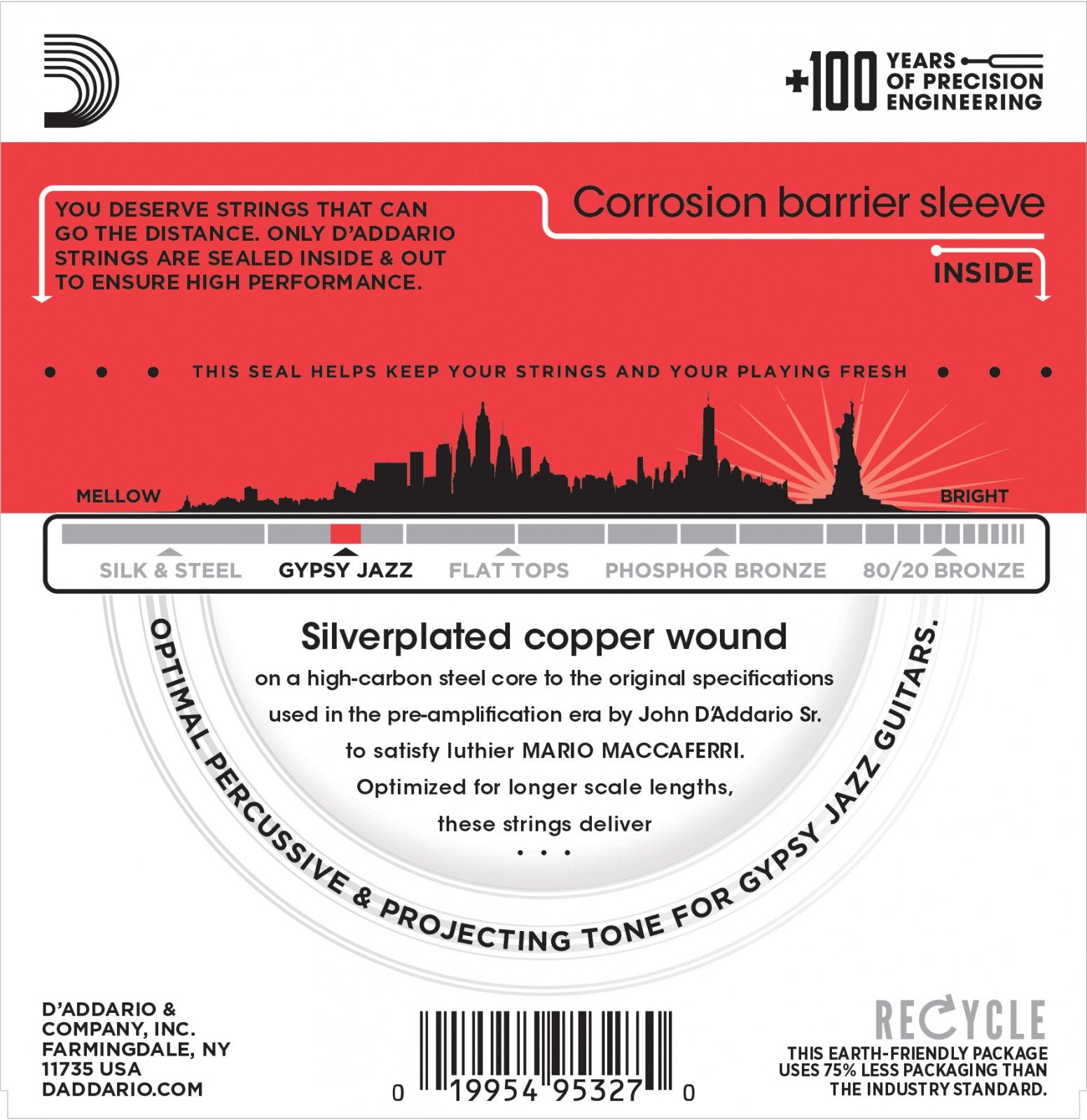 D'Addario EJ83M Gypsy Jazz Acoustic Guitar Strings Ball End Medium 11-45