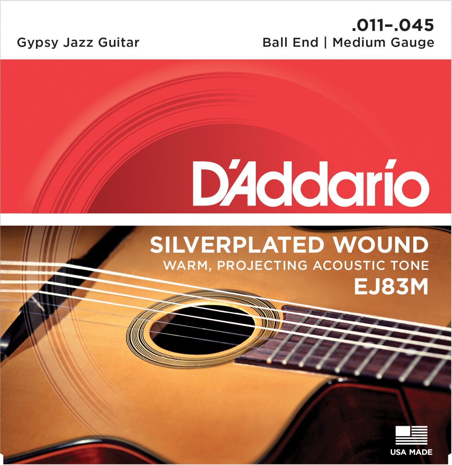 D'Addario EJ83M Gypsy Jazz Acoustic Guitar Strings Ball End Medium 11-45