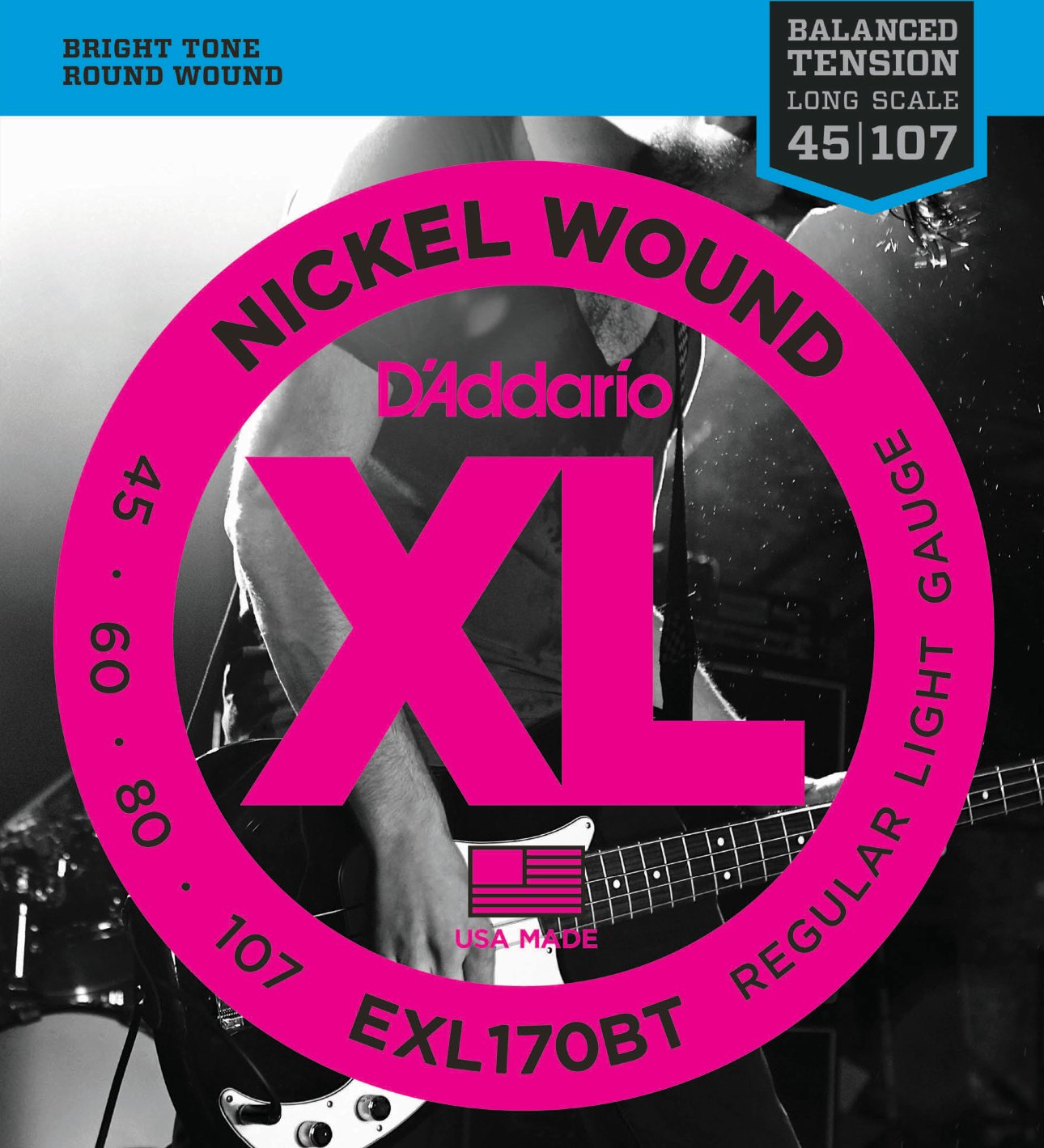 D'Addario EXL170BT Nickel Wound Electric Bass Balanced Tension Regular Light