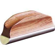 The Shubb Guitar Steel Slide with Wooden Handle (GS1) by Shubb features a smooth, rounded steel slide and ergonomic wooden handle, ideal for precise pressure applications like pressing wallpaper seams.