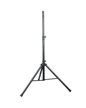 The Hamilton Speaker Stand (KB740S) by Hamilton is a black, adjustable three-legged stand with a central pole, widely used by professionals to support speakers or lighting equipment.