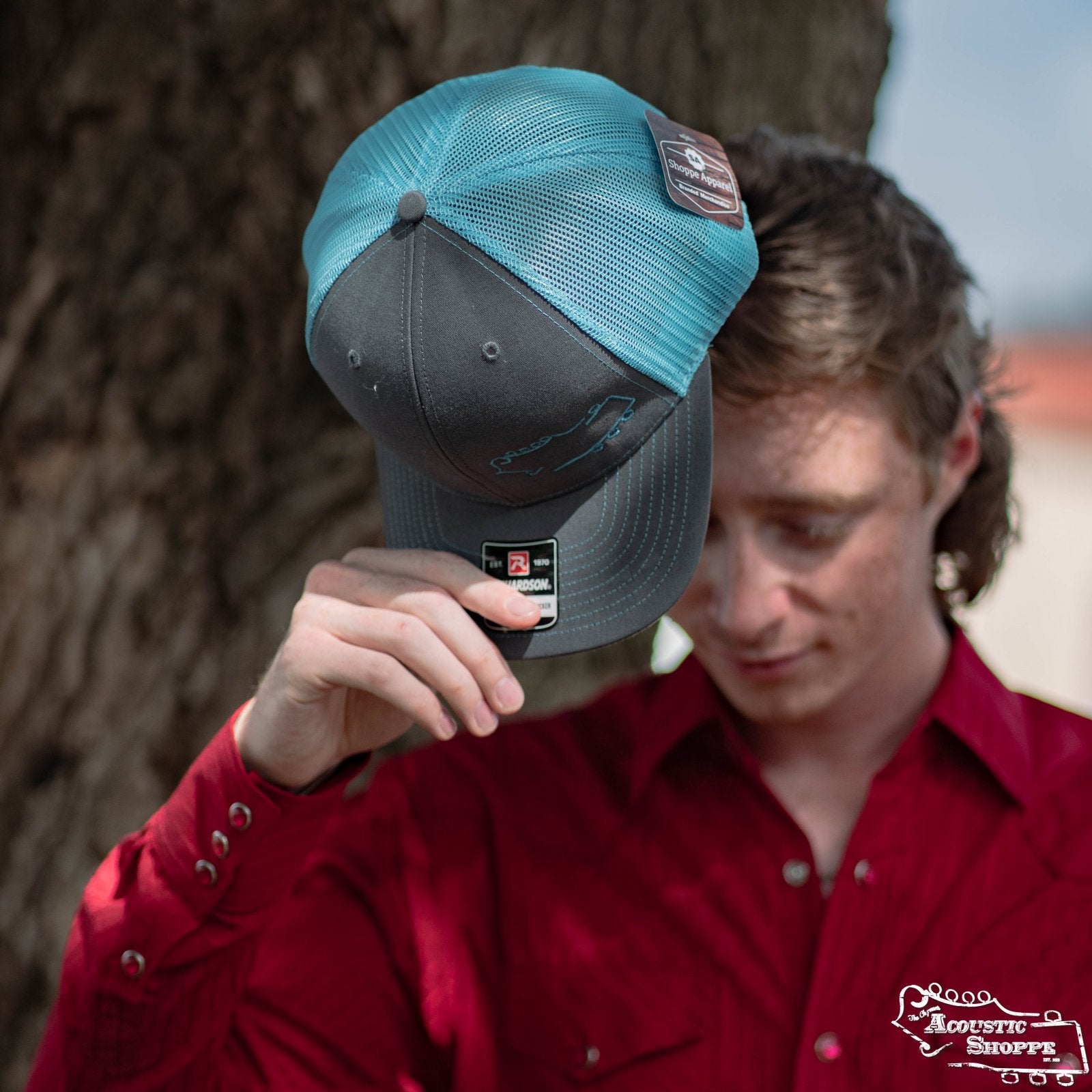 Acoustic Shoppe Small Logo Outline Trucker Cap Neon Blue / Charcoal