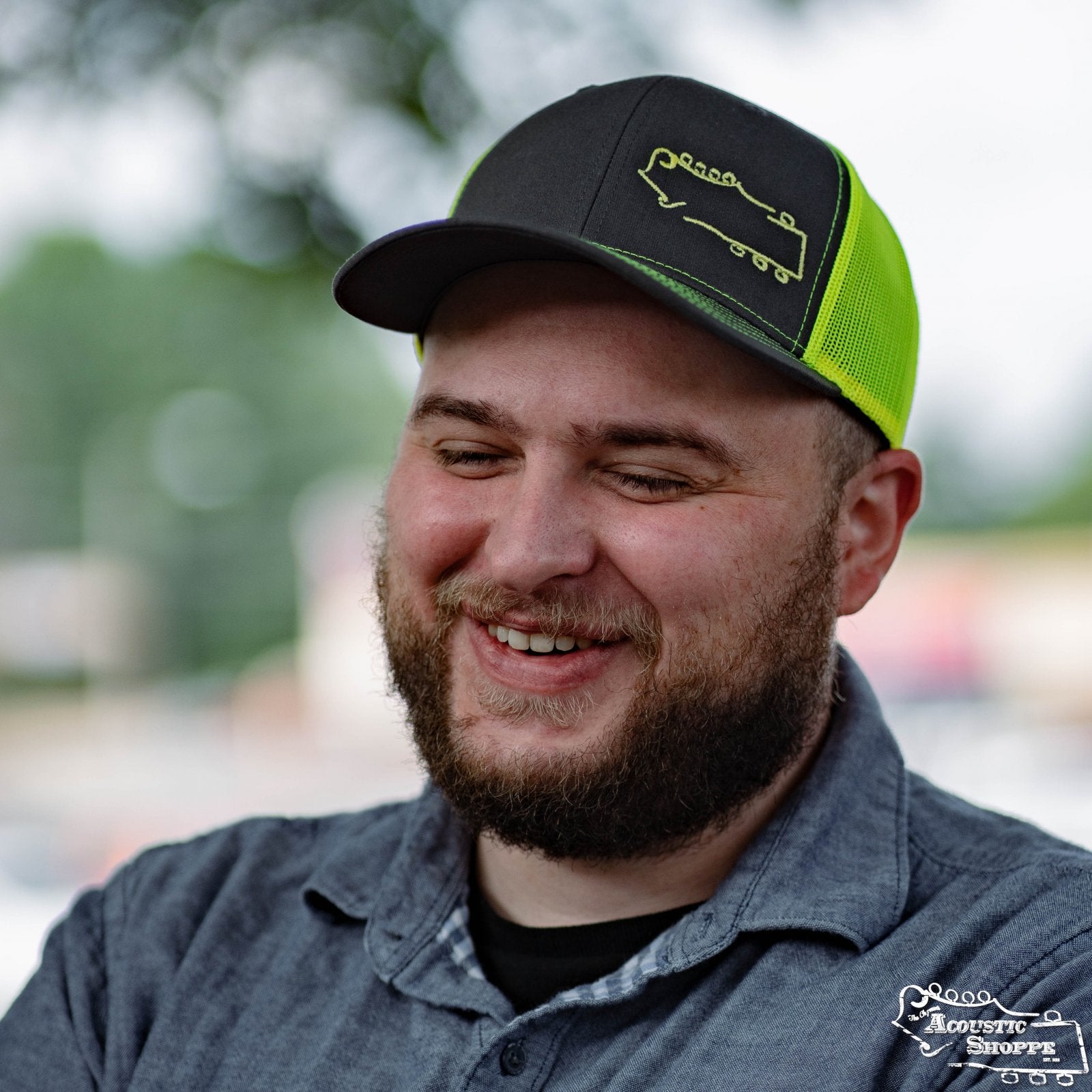 Acoustic Shoppe Small Logo Outline Trucker Cap Neon Yellow / Charcoal